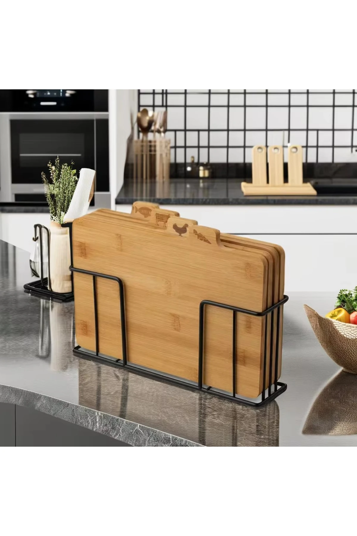 Bambu Standli Kesme Tahtasi 4lü Set