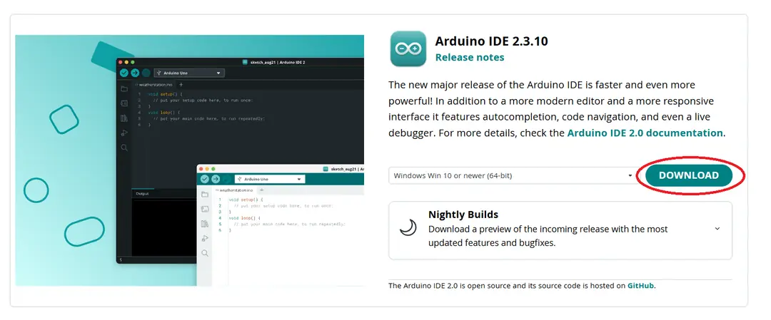 Arduino IDE resmi indirme sayfası