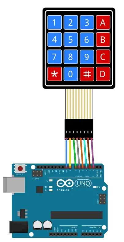 4x4 Membran Tuş Takımı Nedir? Arduino ile Keypad Kullanımı bağlantı şeması