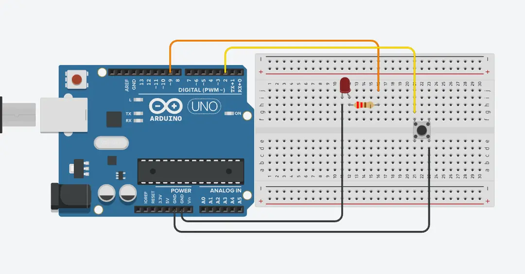 Arduino Uno buton ve LED bağlantı şeması