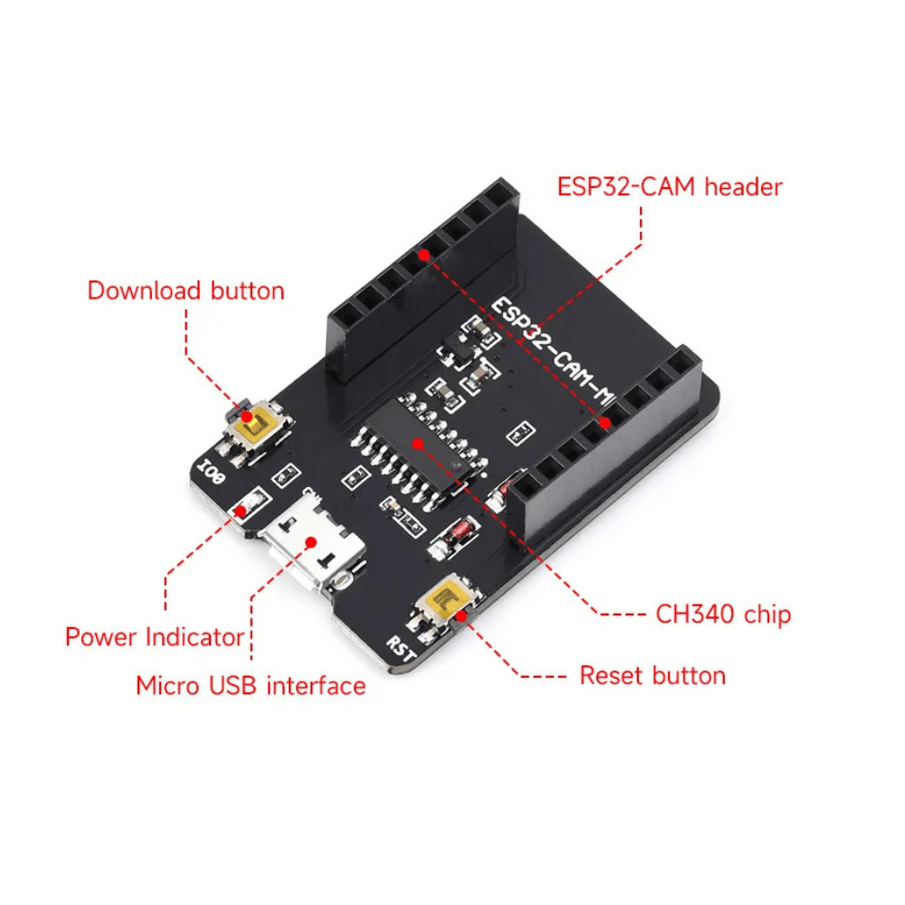 ESP32-CAM-MB USB Modül - CH340C - ESP21-CAM Adaptör - USB TTL Programlayıcı Set