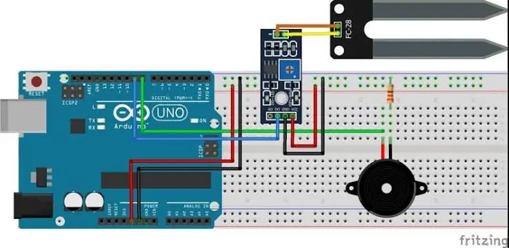 Arduino Toprak Nem Alarmı bağlantı şeması