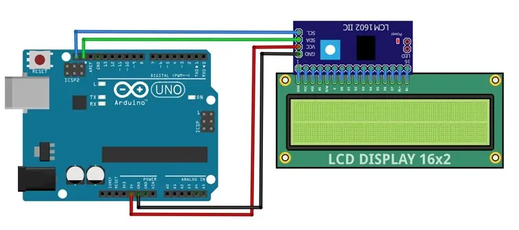 Arduino UNO I2C 16x2 LCD Ekran Bağlantı Şeması