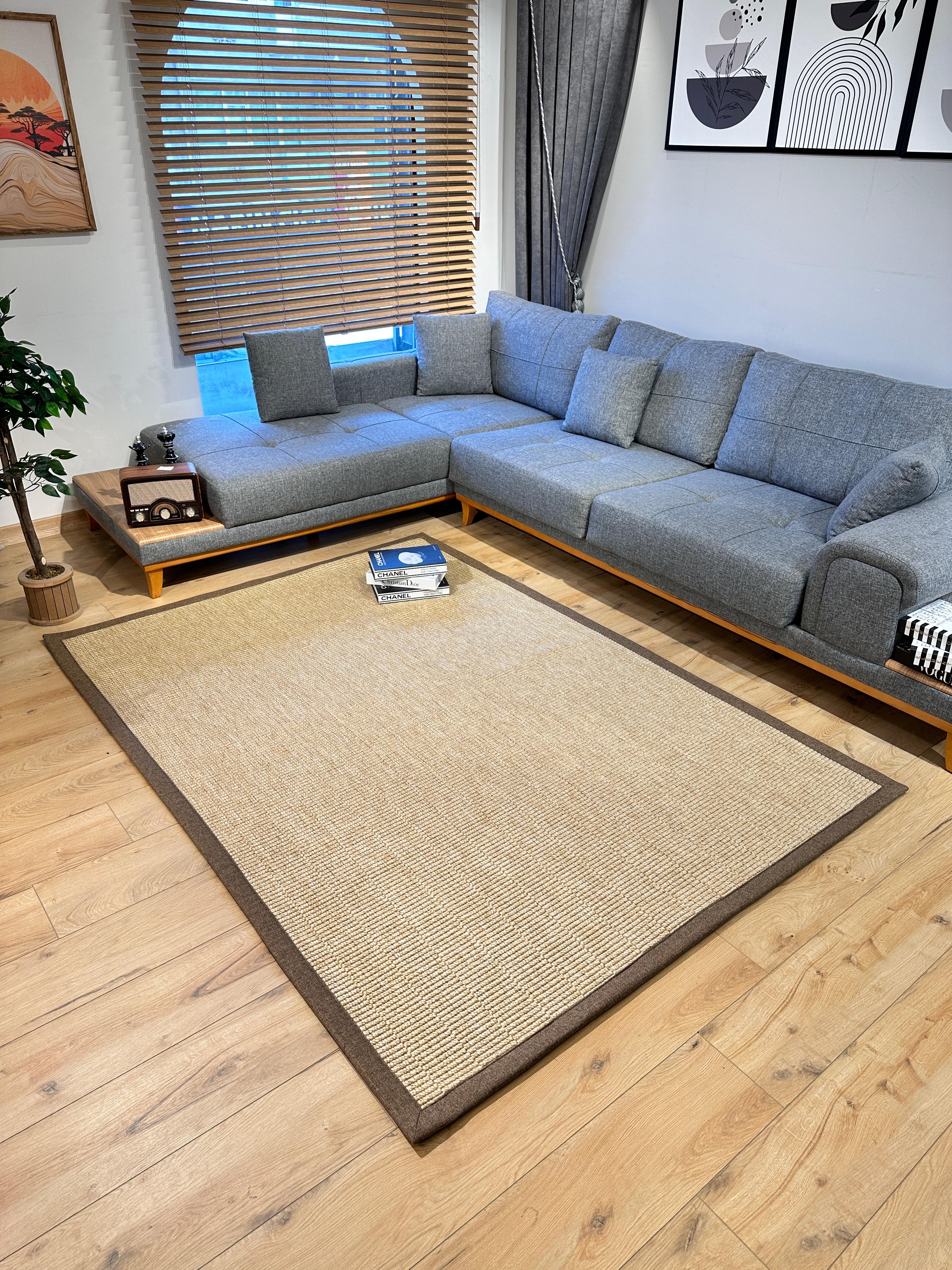 Riva Jüt/Sisal 6004H Natural Keten Bordürlü 