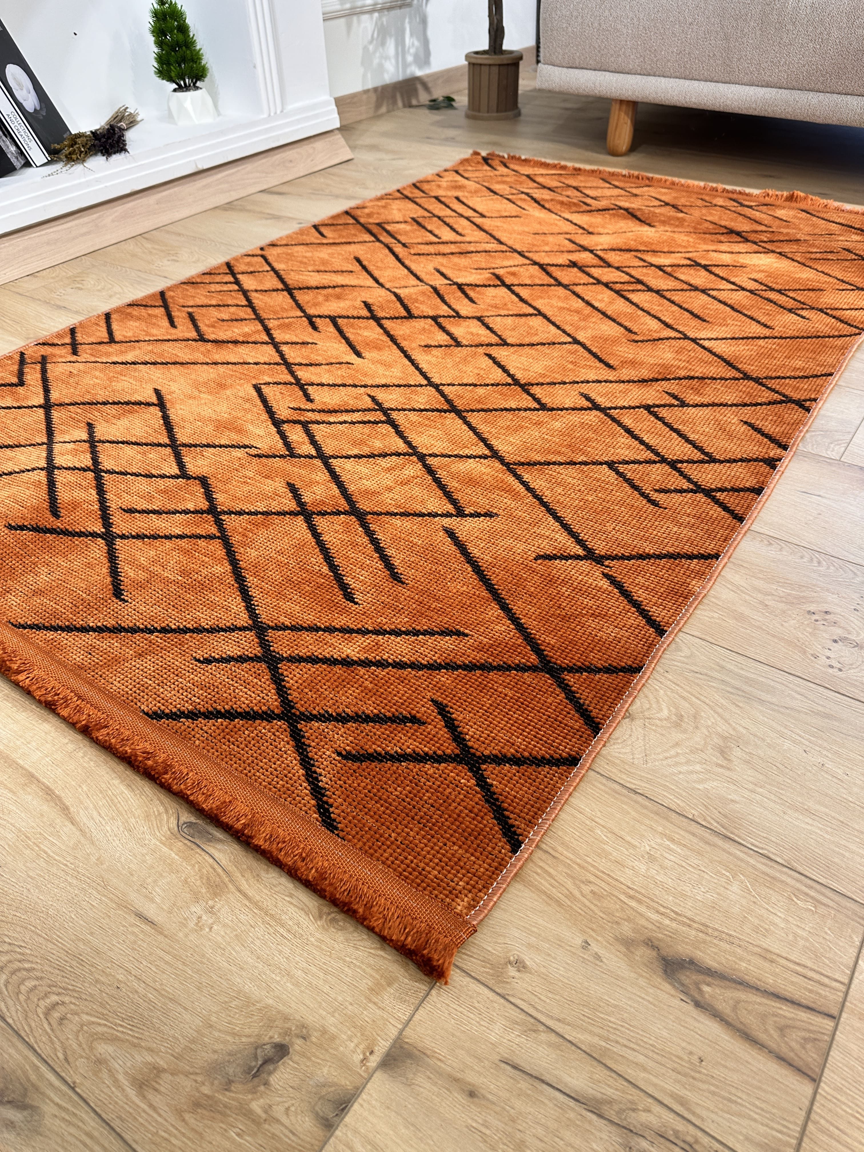 Şönil Kilim Mozaik Desen Turuncu