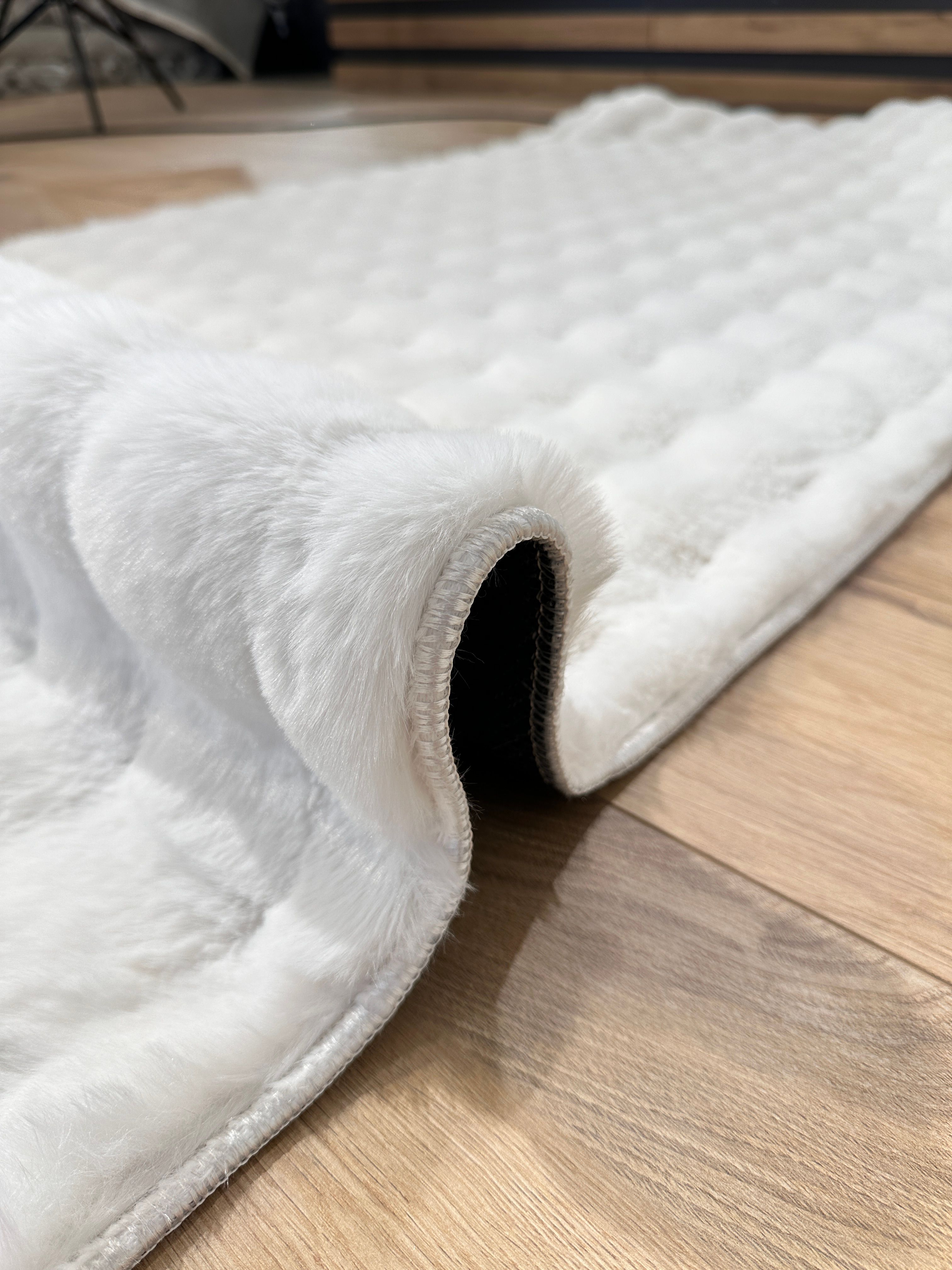 Paşha Home Loop Bubble Peluş/Post Halı Beyaz
