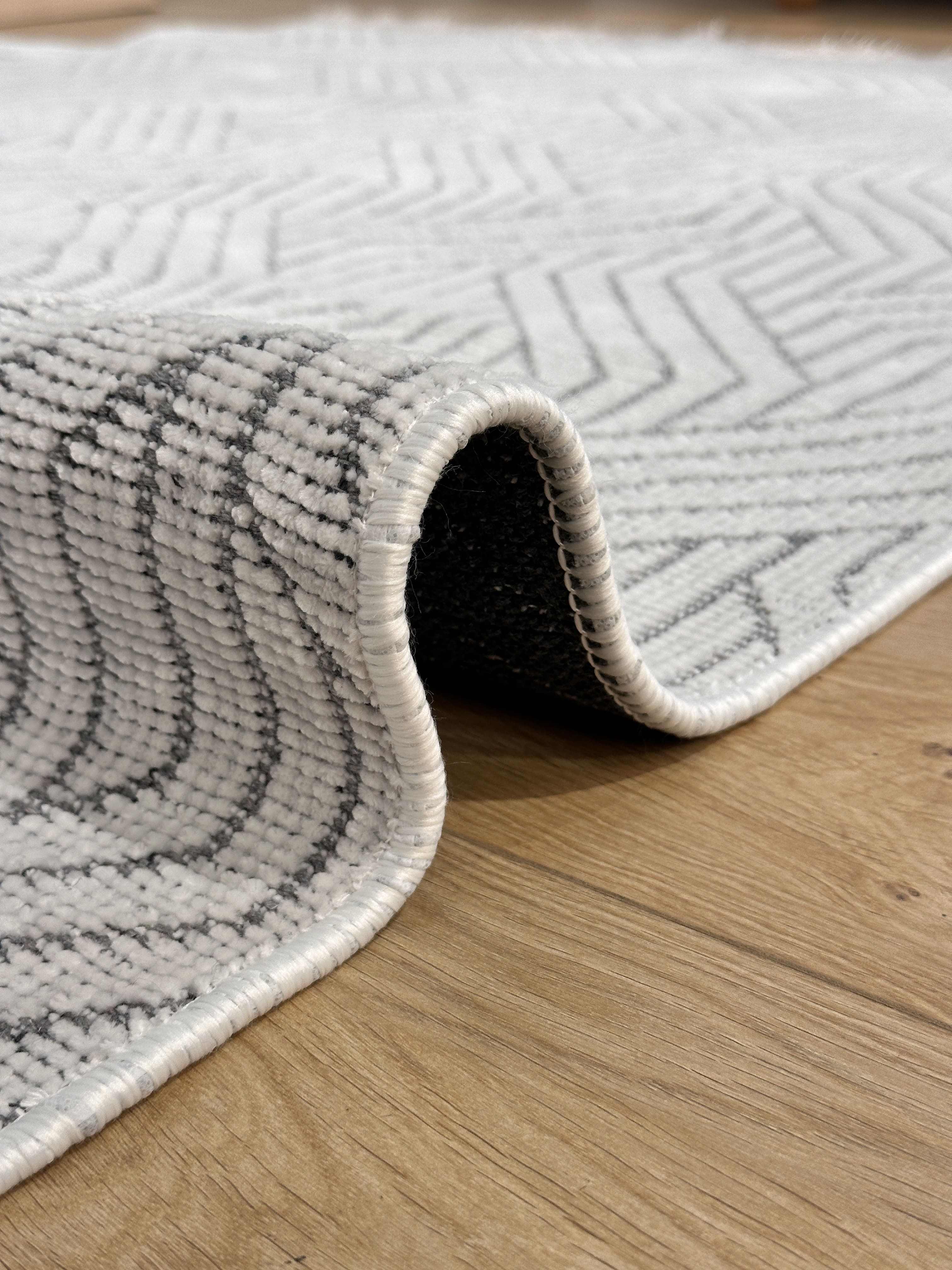 Şönil Kilim Labirent Desen Beyaz