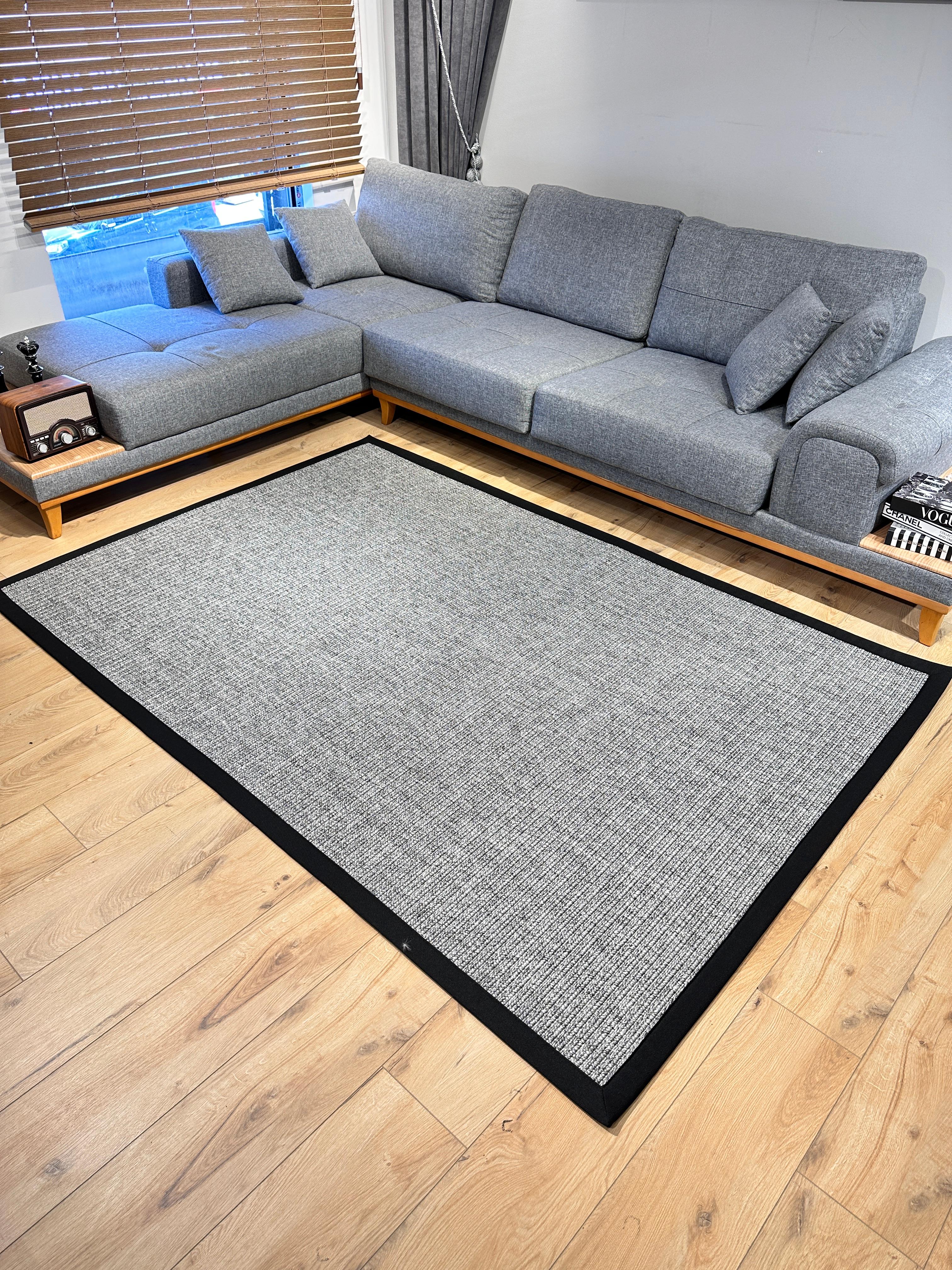 Riva Jüt/Sisal 6009E Antrasit Keten Bordürlü 