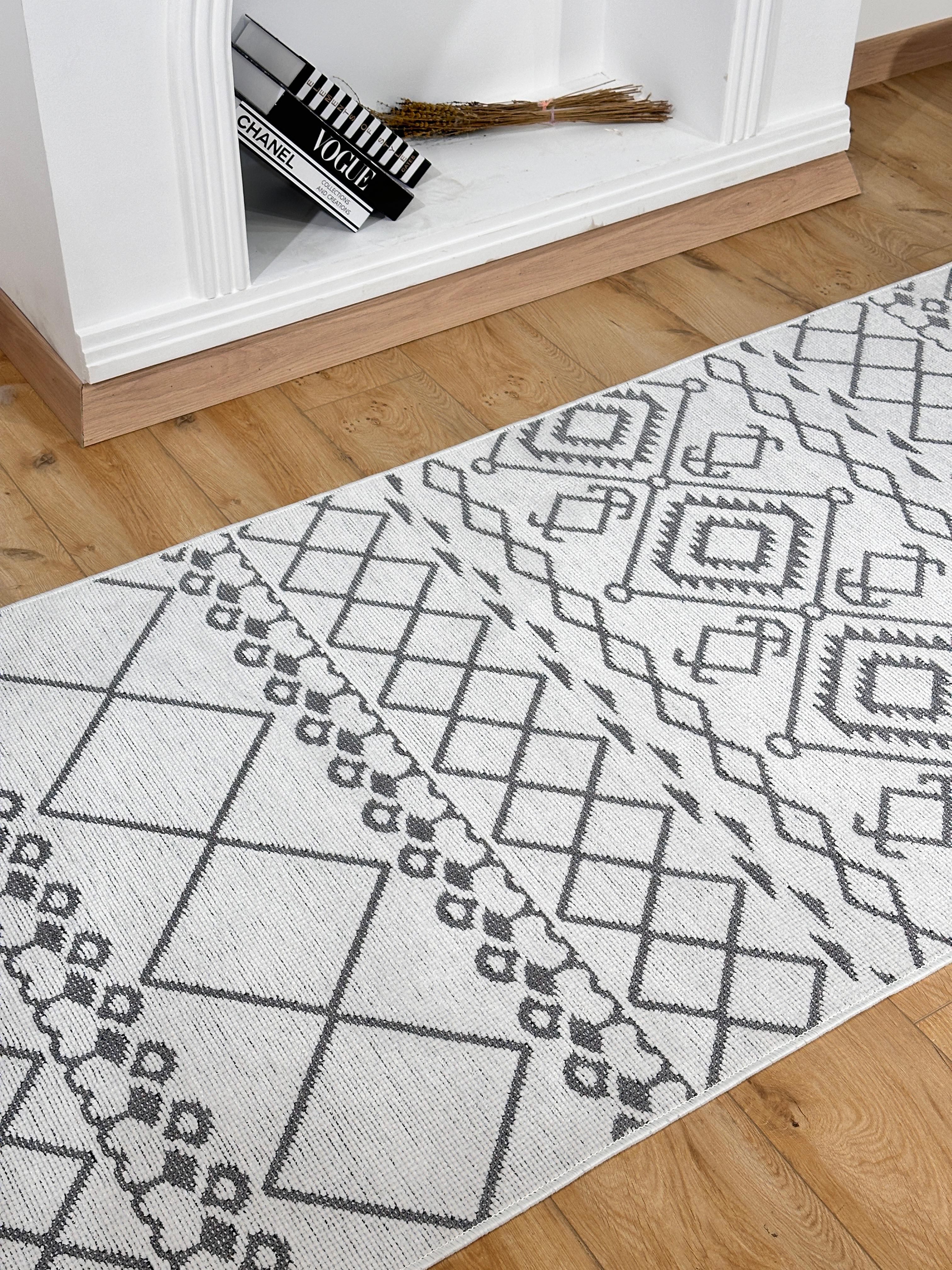 Özel Kesim Şönil Kilim Otantik Beyaz