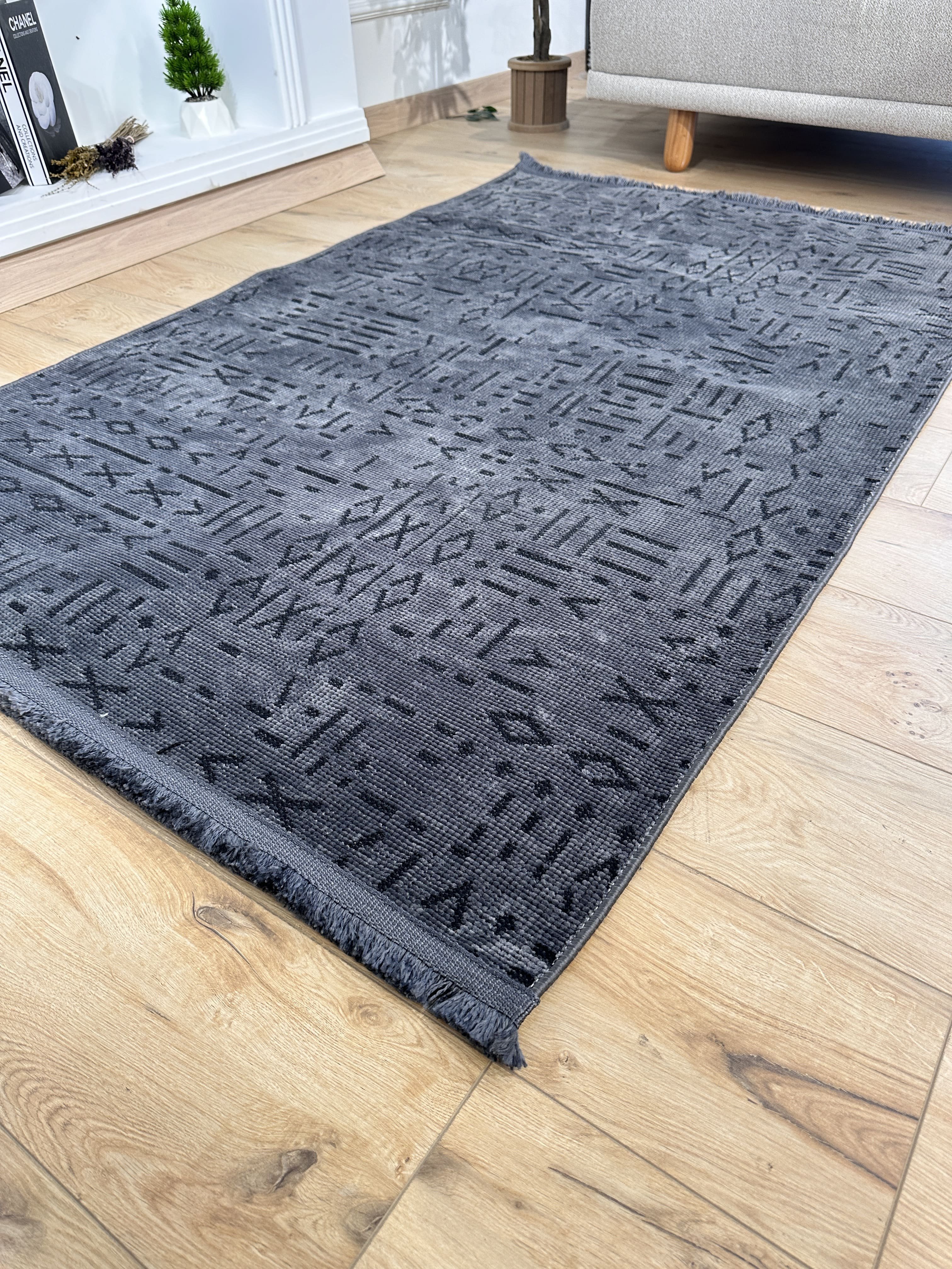 Şönil Kilim Çivi Desen Antrasit