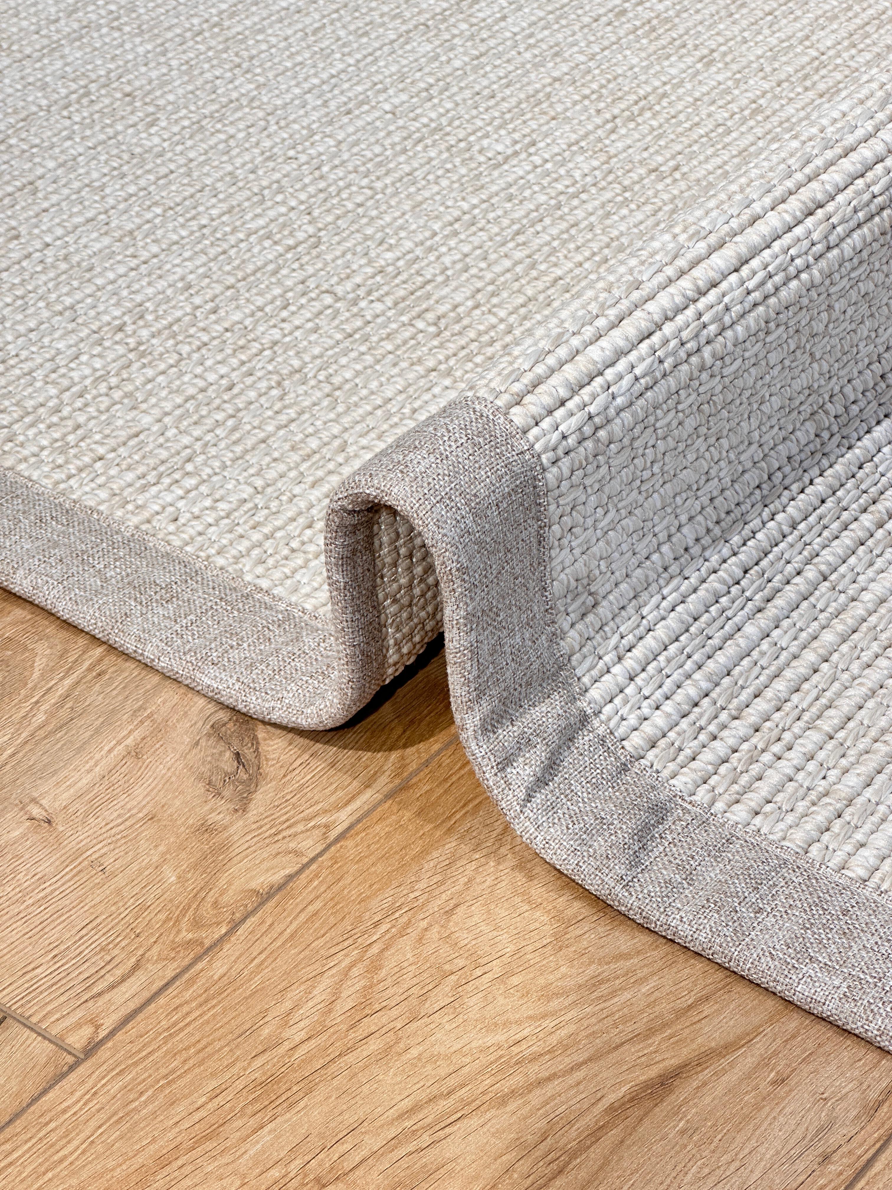 Özel Kesim Riva Jüt/Sisal 6008B Krem Keten Bordürlü 
