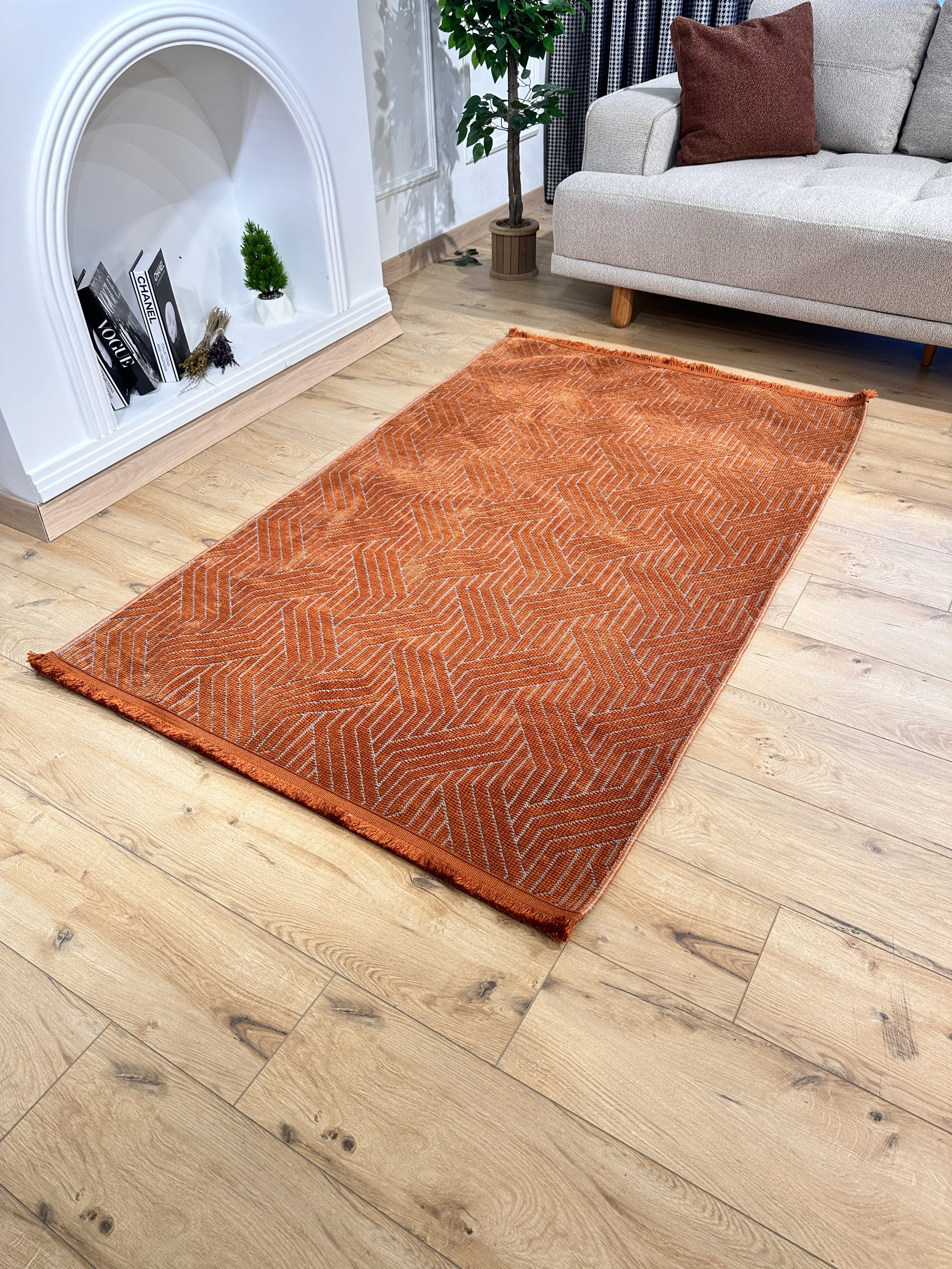 Şönil Kilim Labirent Desen Turuncu