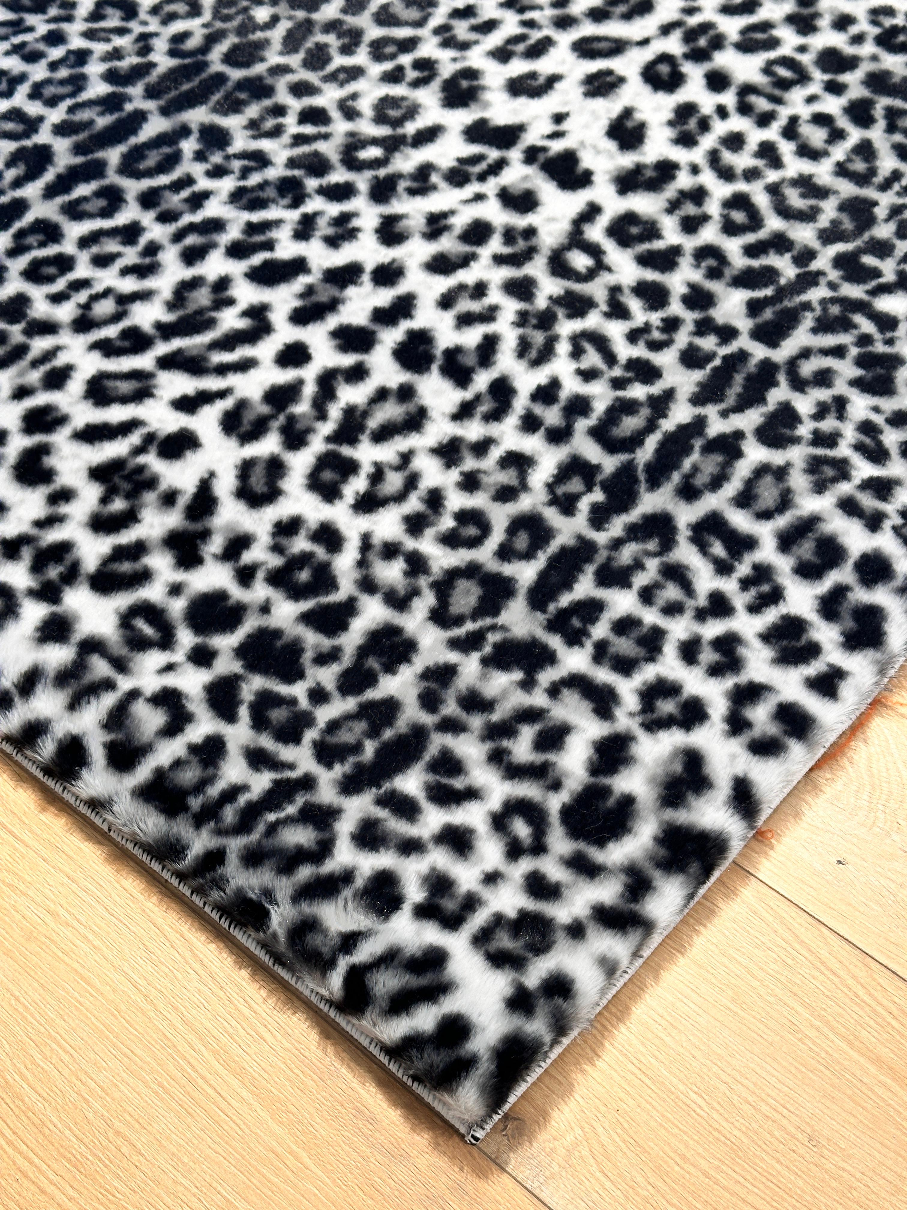 Özel Kesim Leopar Peluş/Post Gri
