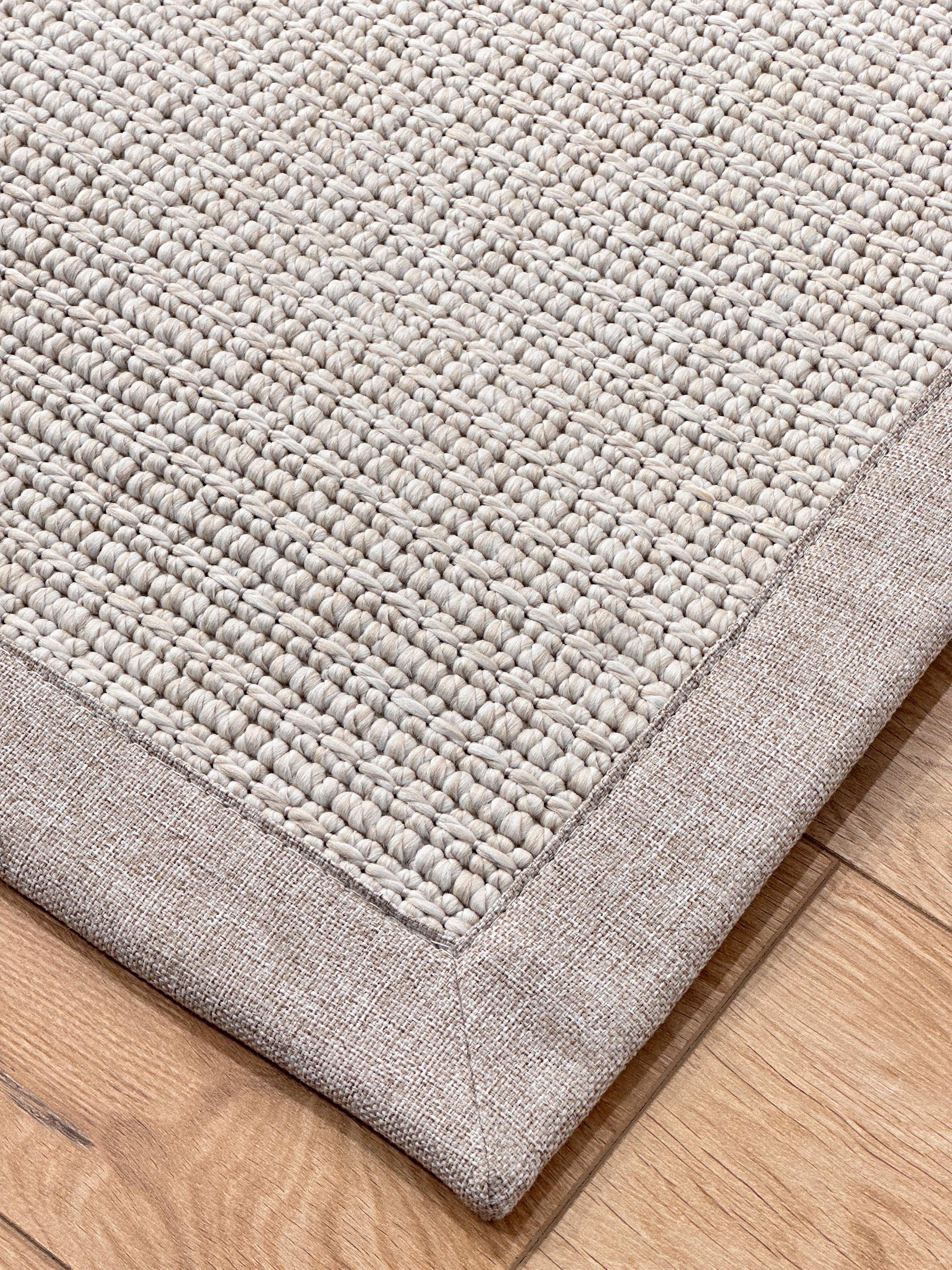 Özel Kesim Riva Jüt/Sisal 6008B Krem Keten Bordürlü 