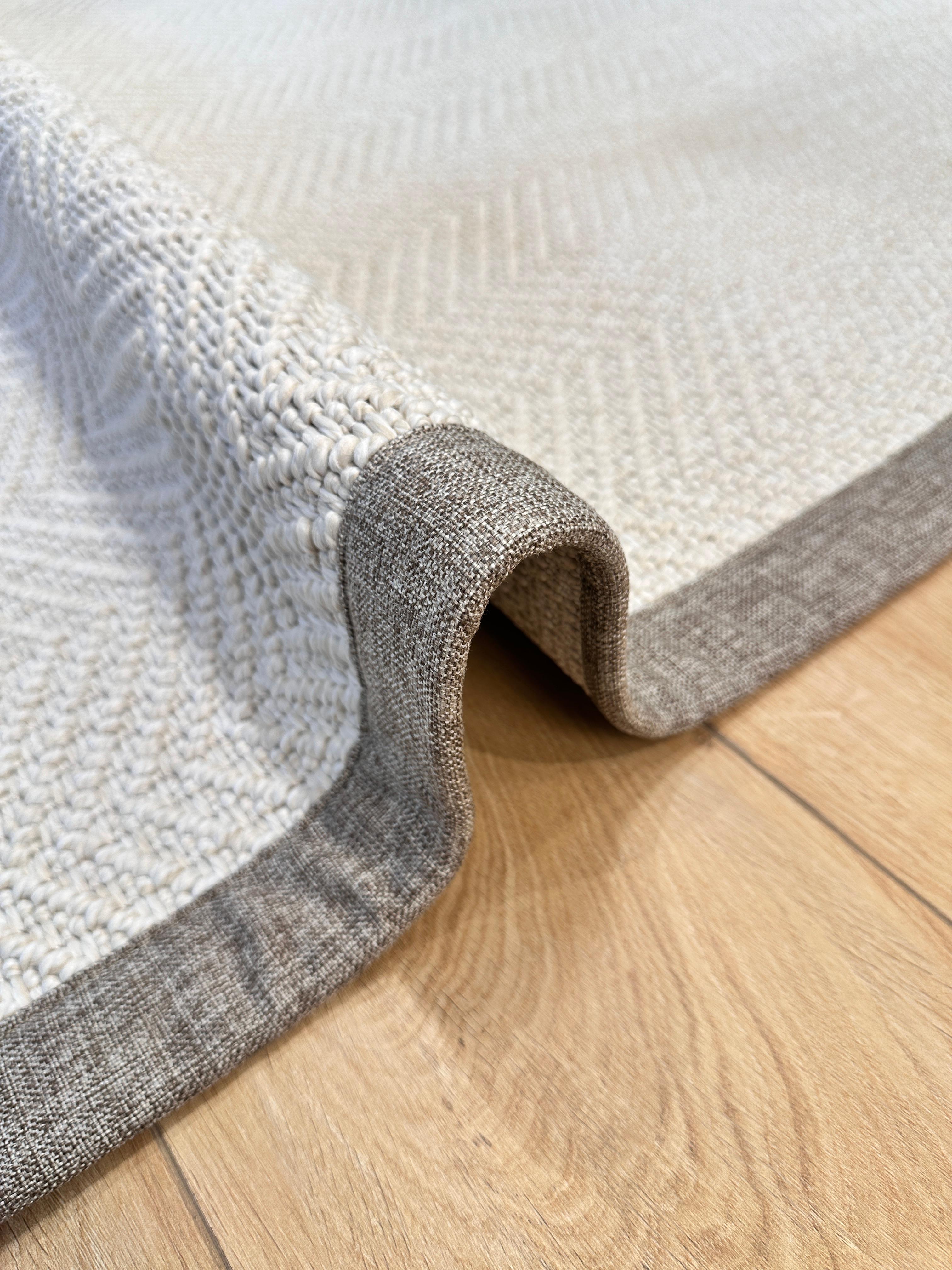 Riva Jüt/Sisal 6001B Krem Keten Bordürlü 