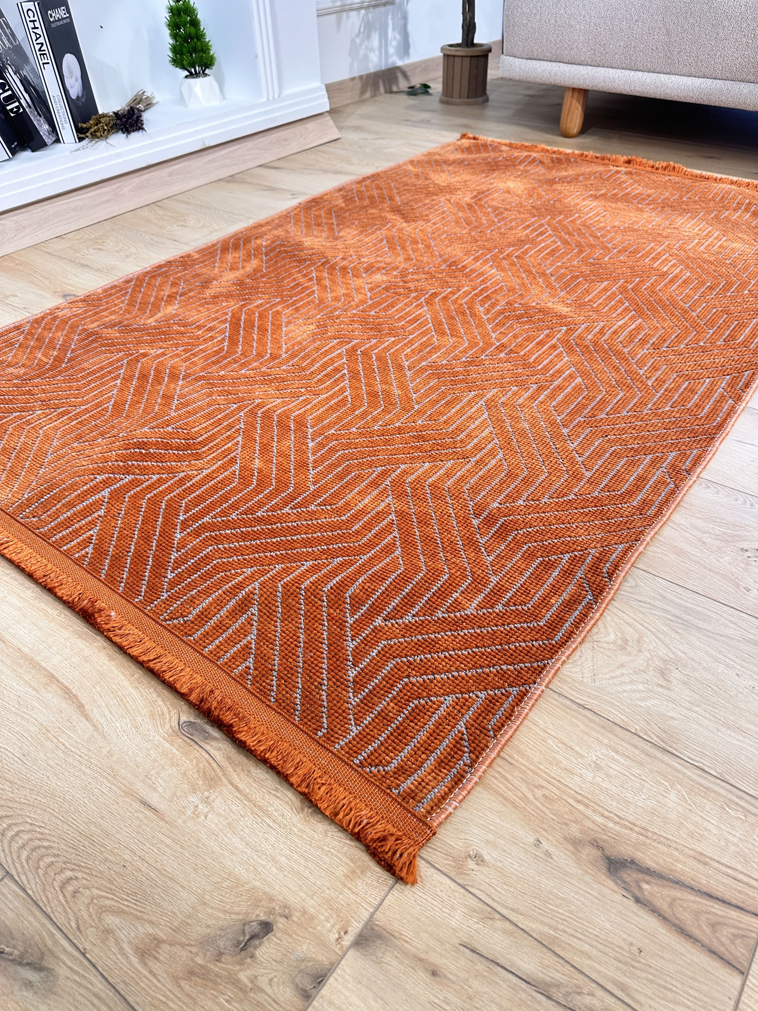 Şönil Kilim Labirent Desen Turuncu