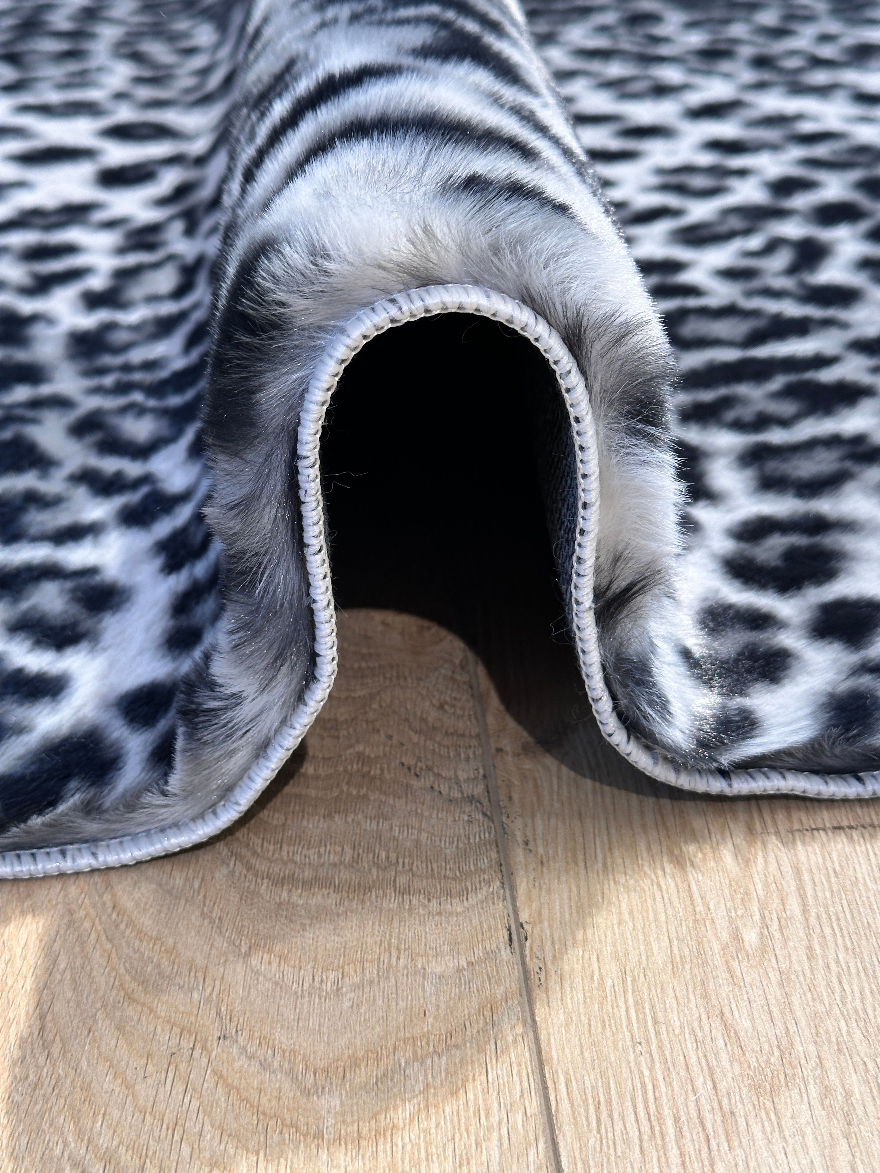 Özel Kesim Leopar Peluş/Post Gri