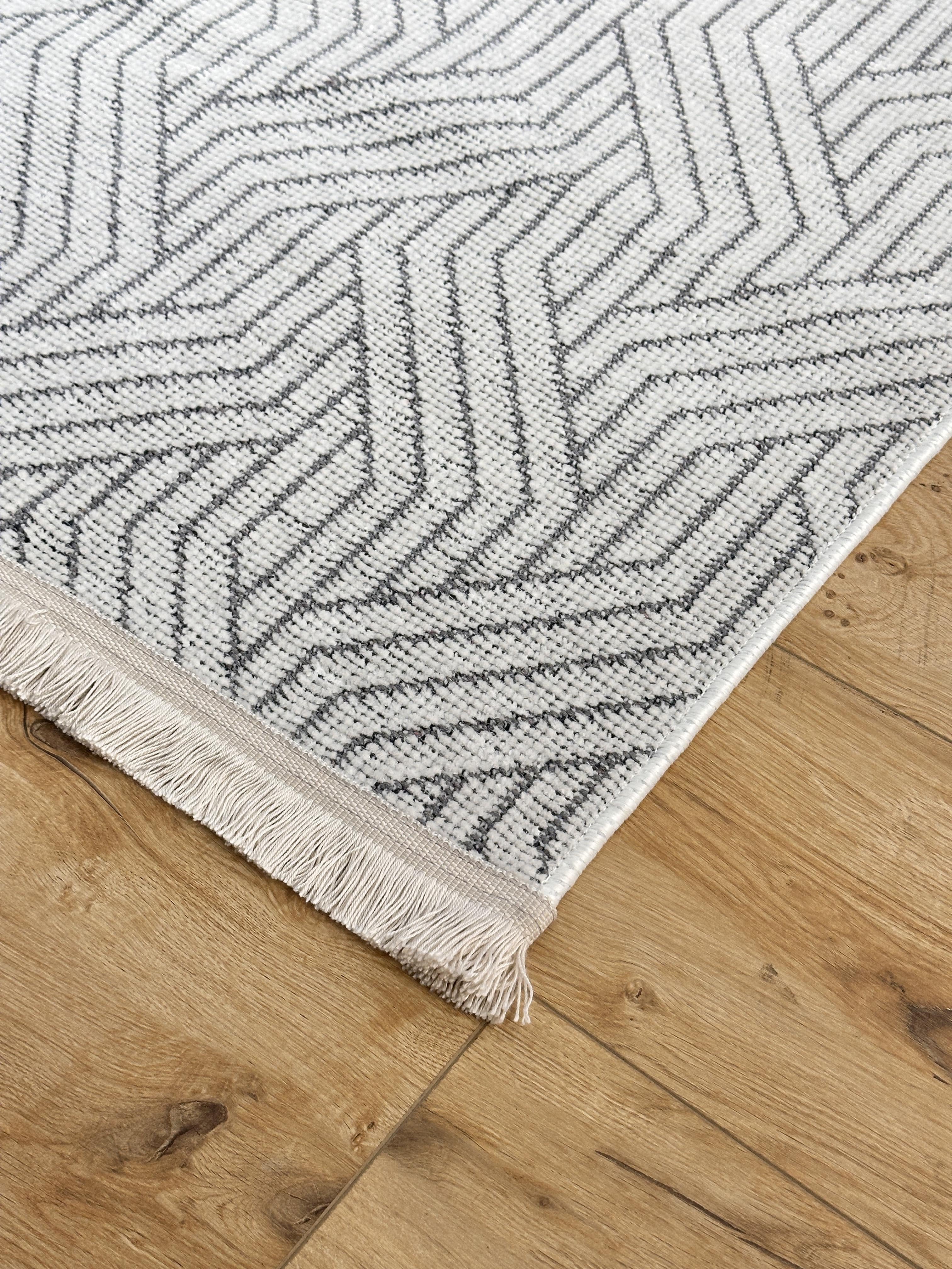 Şönil Kilim Labirent Desen Beyaz