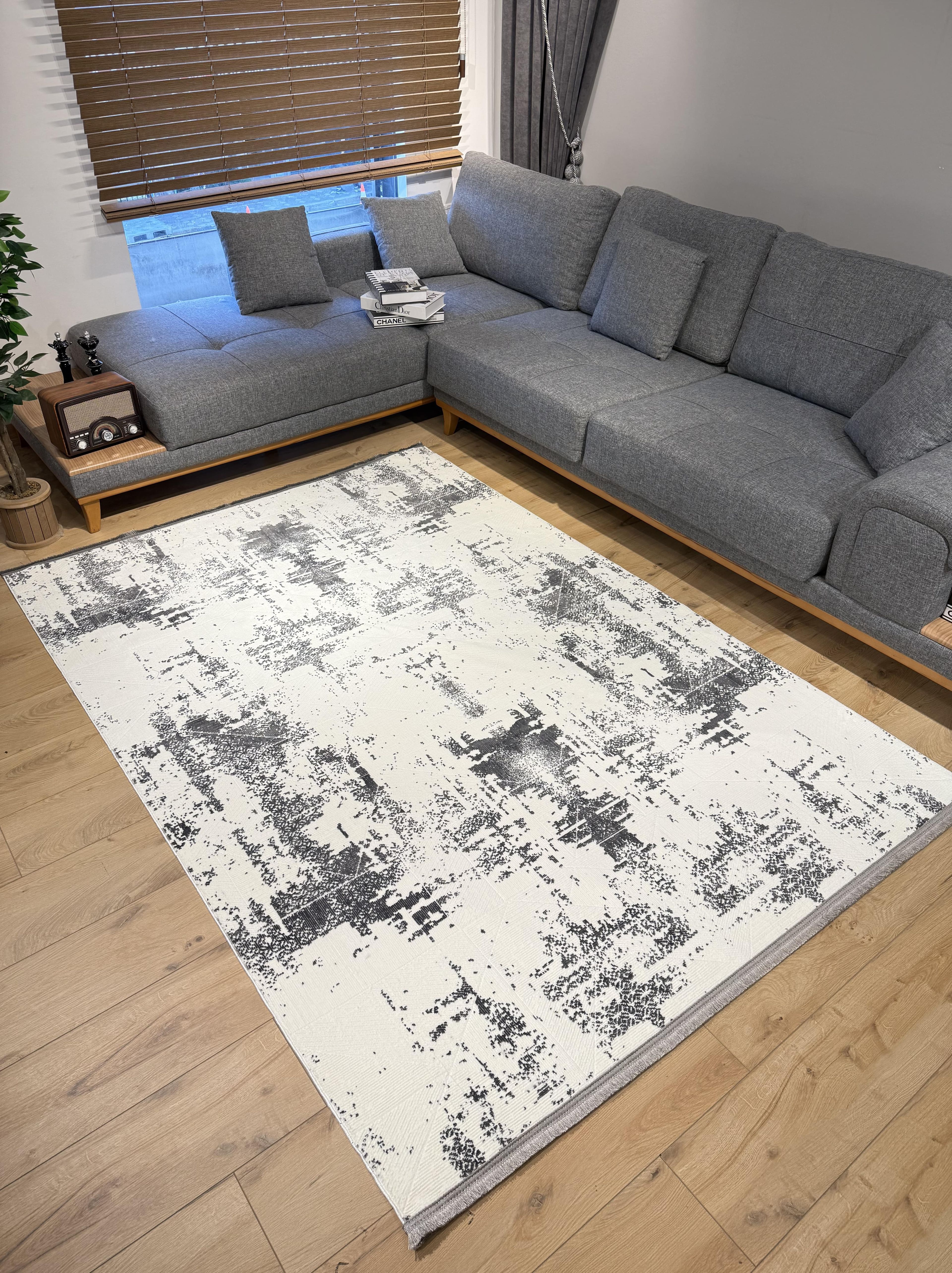 160X230 Kadife Kaymaz Vega Gri