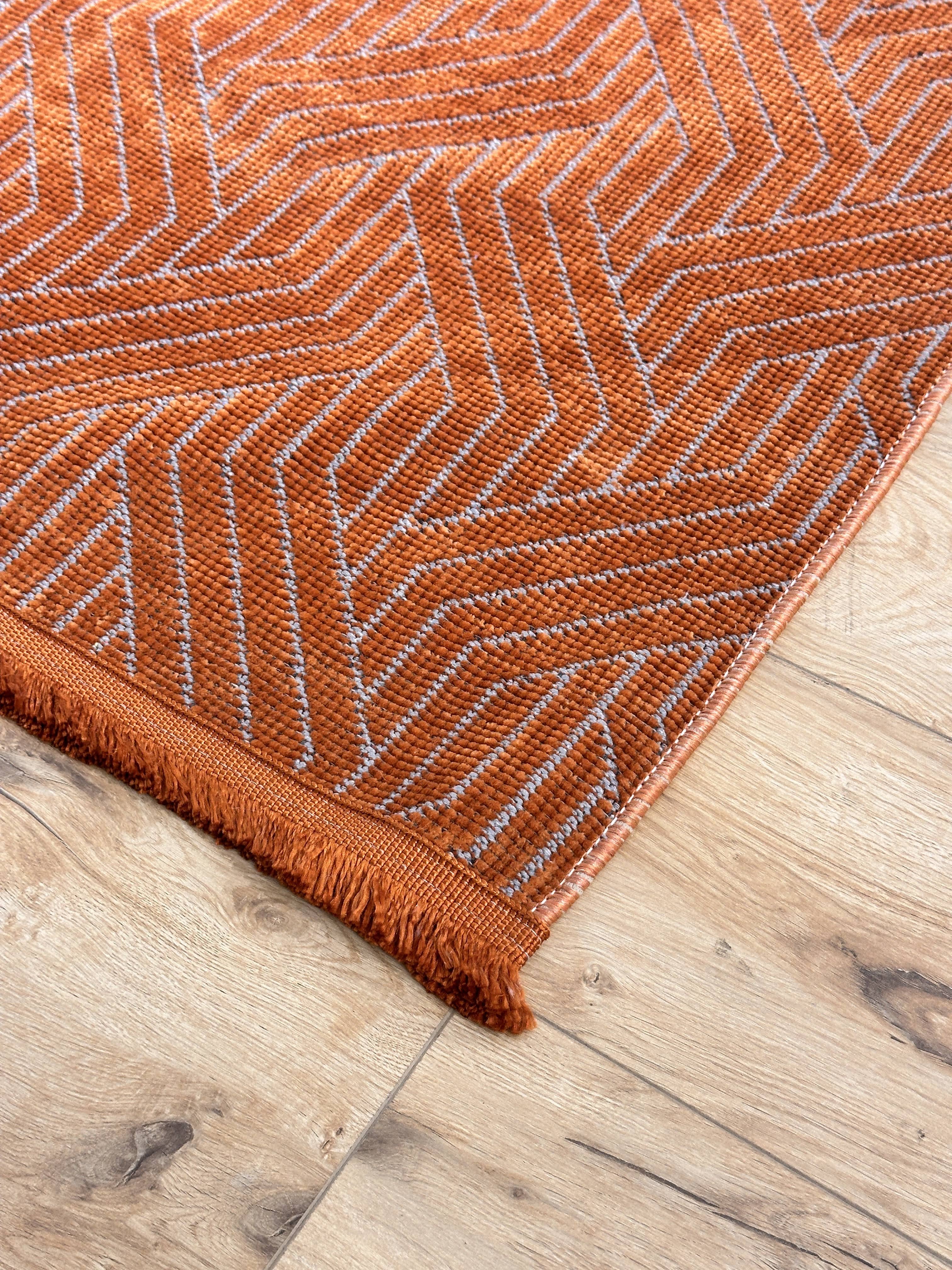 Şönil Kilim Labirent Desen Turuncu