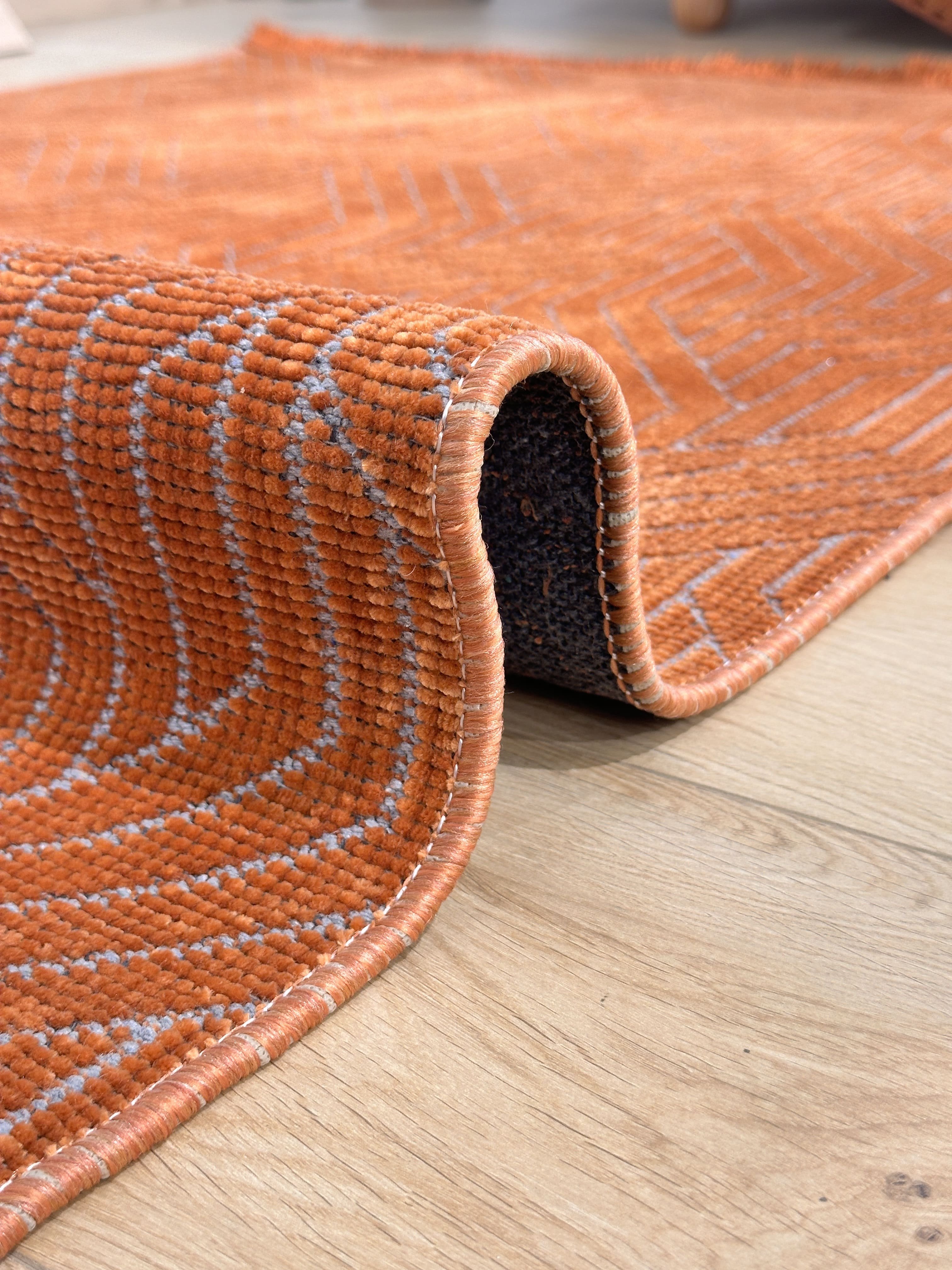 Şönil Kilim Labirent Desen Turuncu