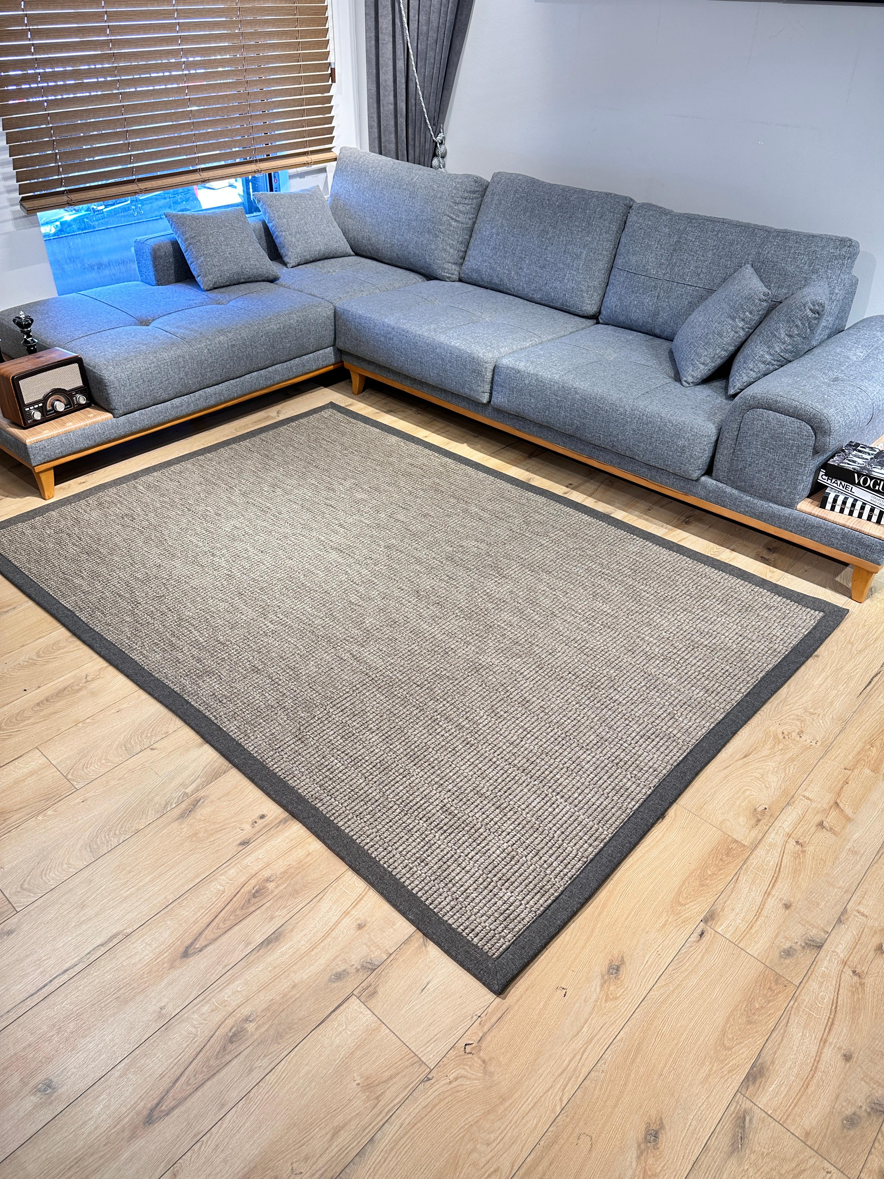 Riva Jüt/Sisal 6006D Kahve Keten Bordürlü 