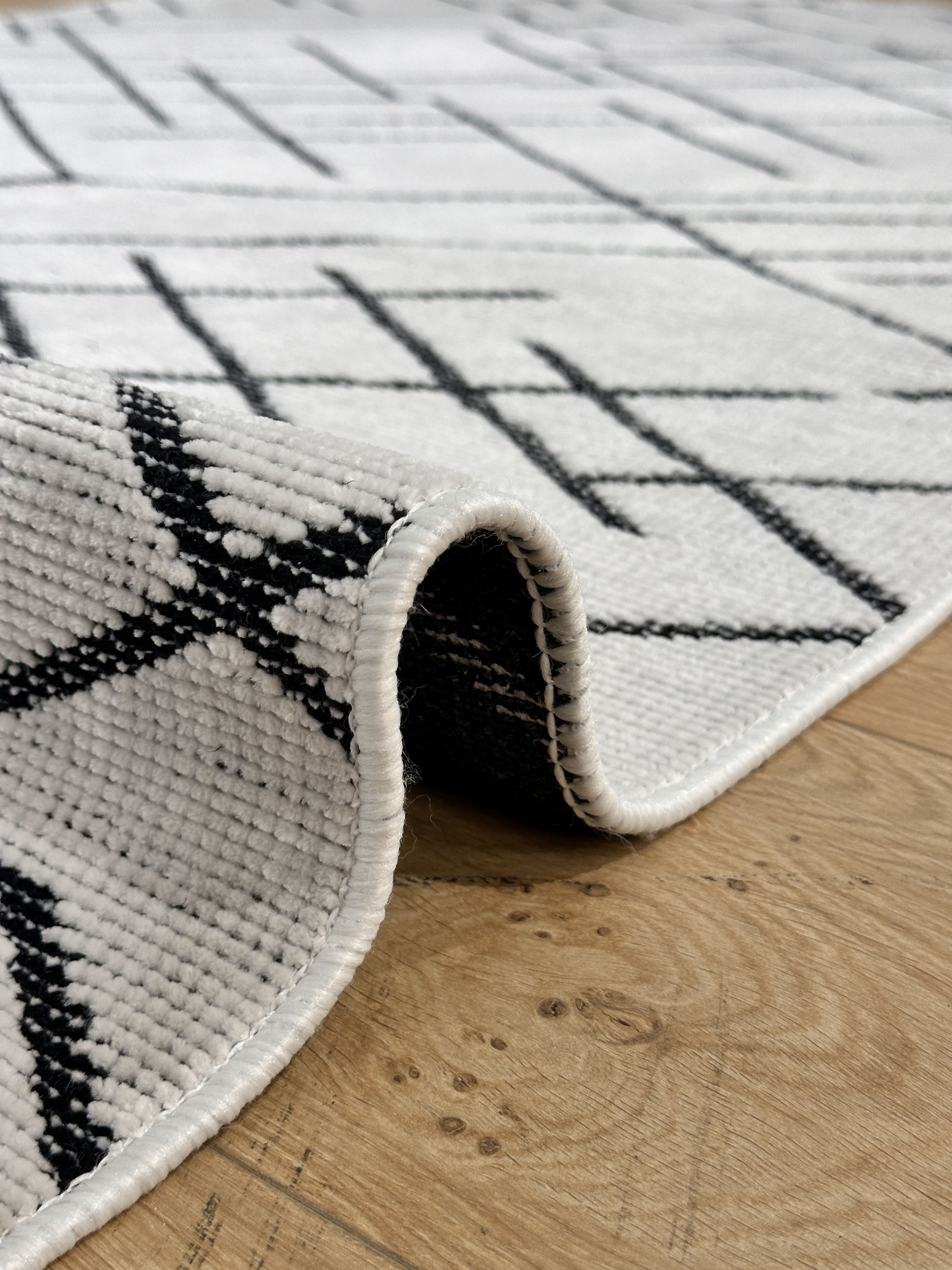 Şönil Kilim Mozaik Desen Beyaz