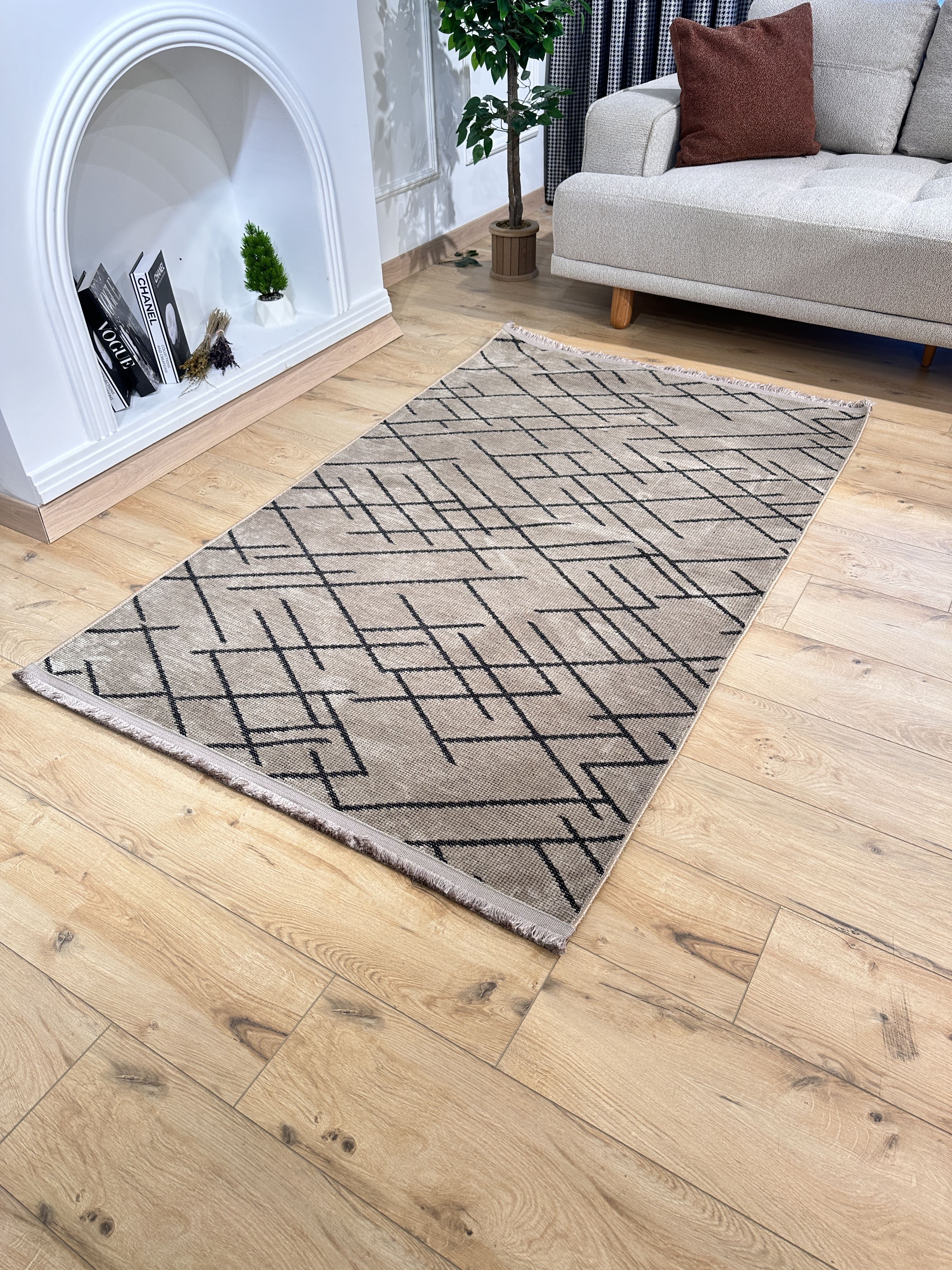 Şönil Kilim Mozaik Desen Kahve