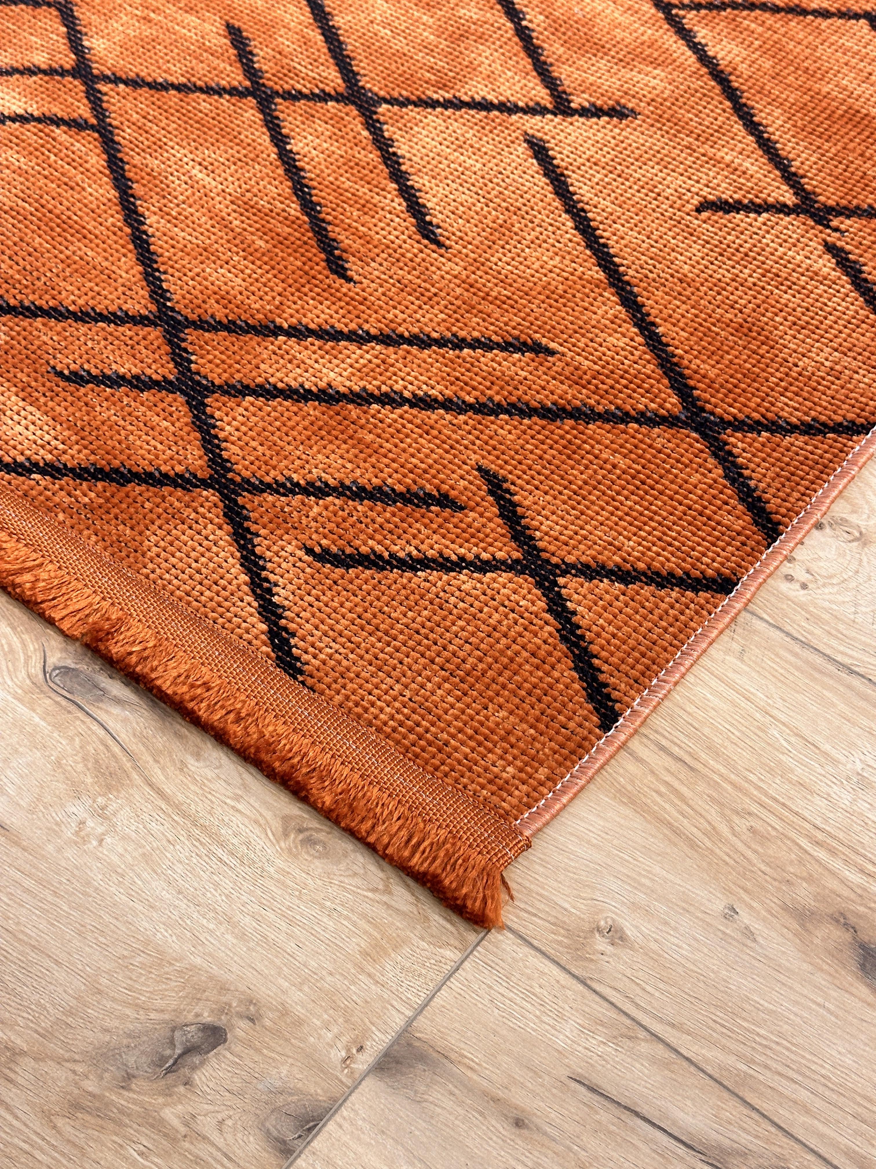 Şönil Kilim Mozaik Desen Turuncu