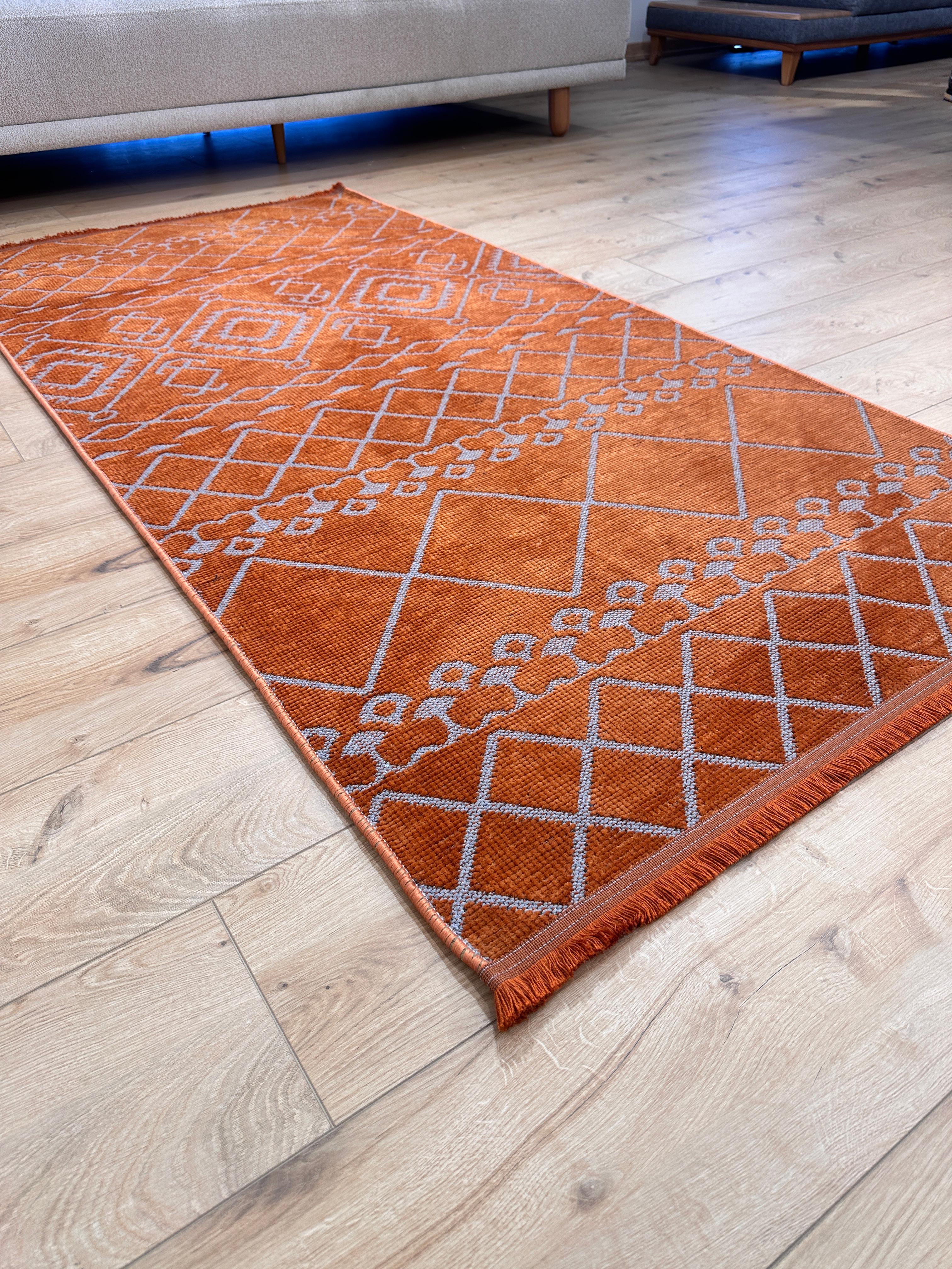 Özel Kesim Şönil Kilim Otantik Turuncu