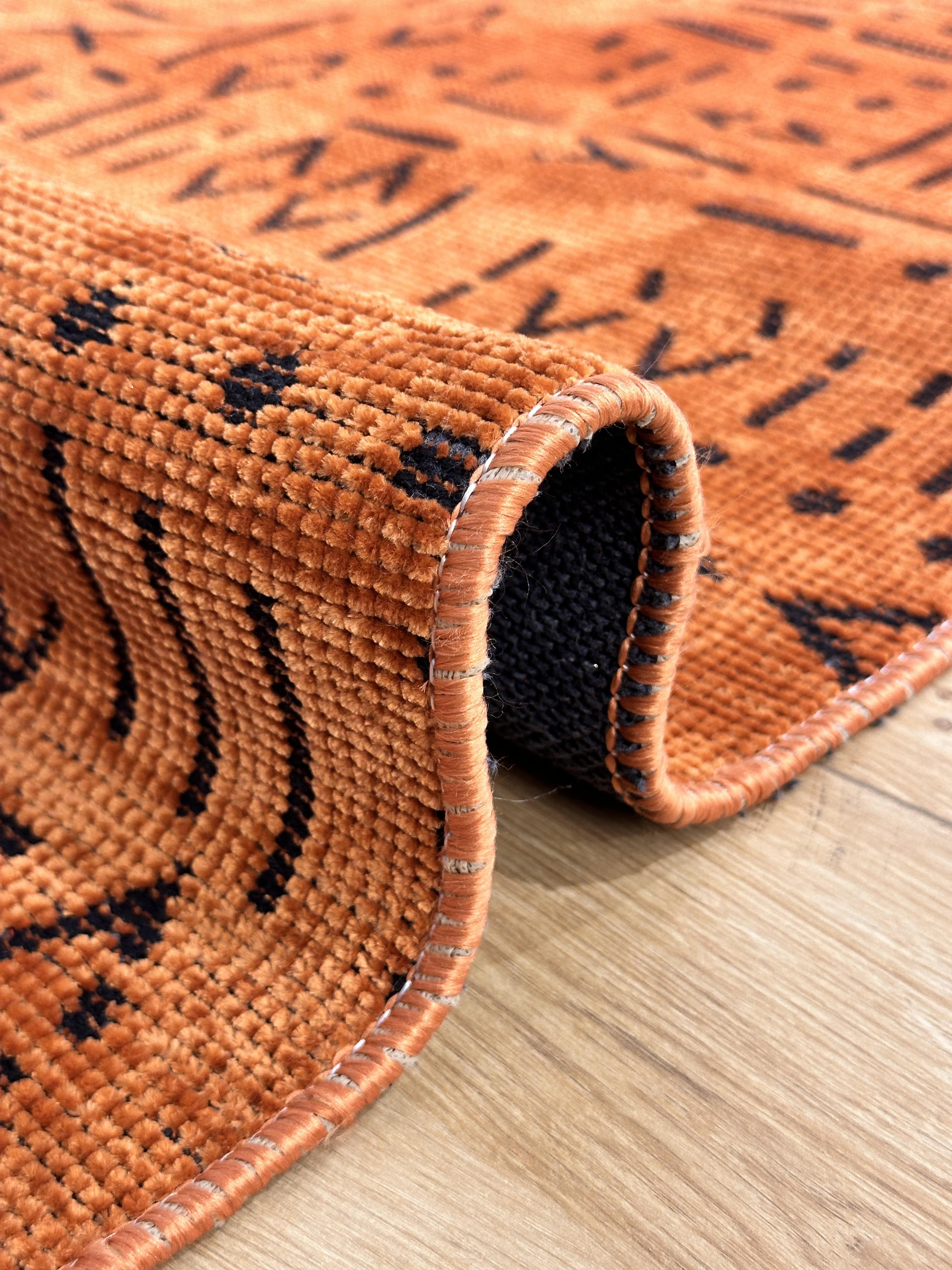 Şönil Kilim Çivi Desen Turuncu