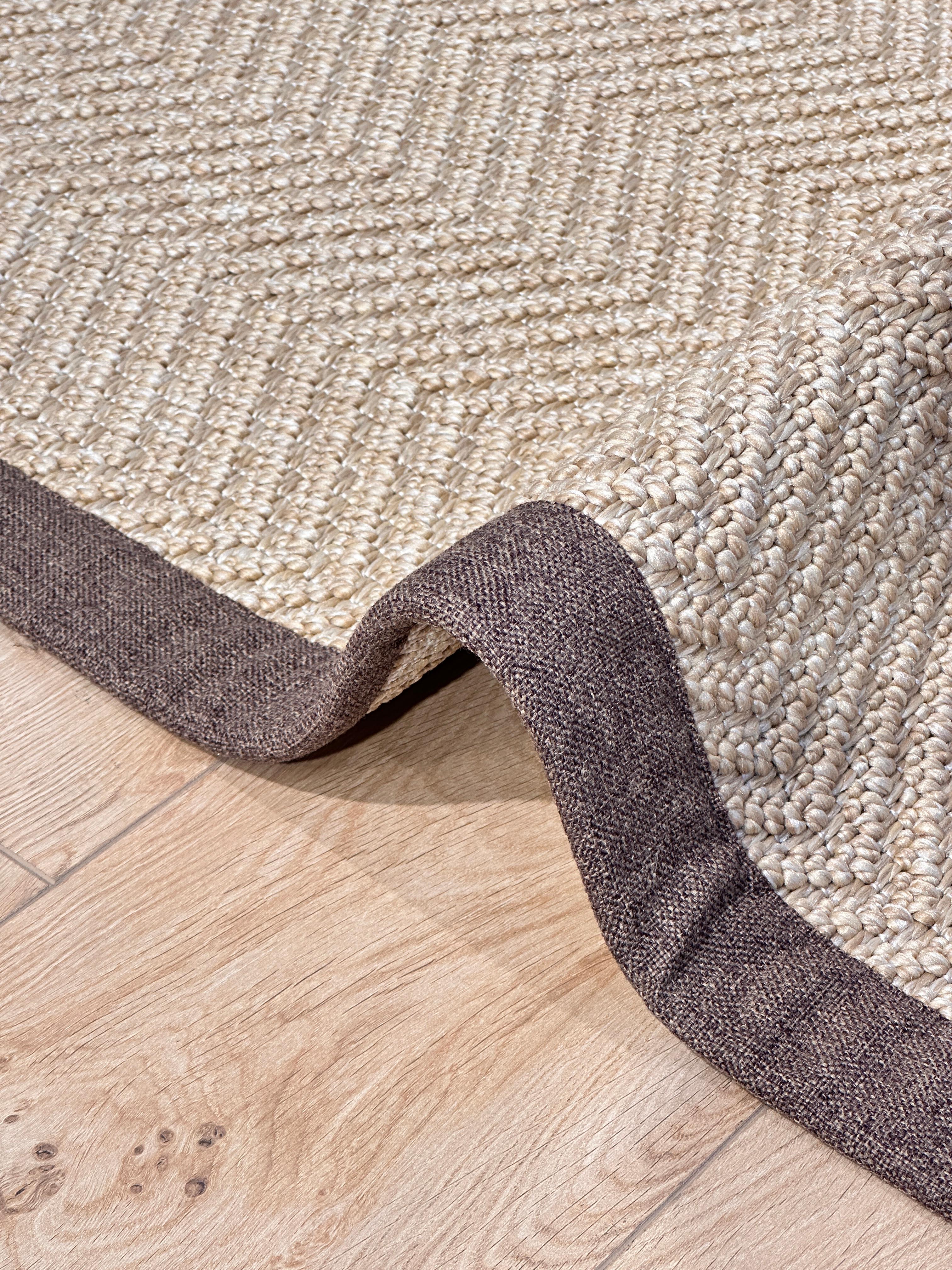 Özel Kesim Riva Jüt/Sisal 6000H Natural Keten Bordürlü 