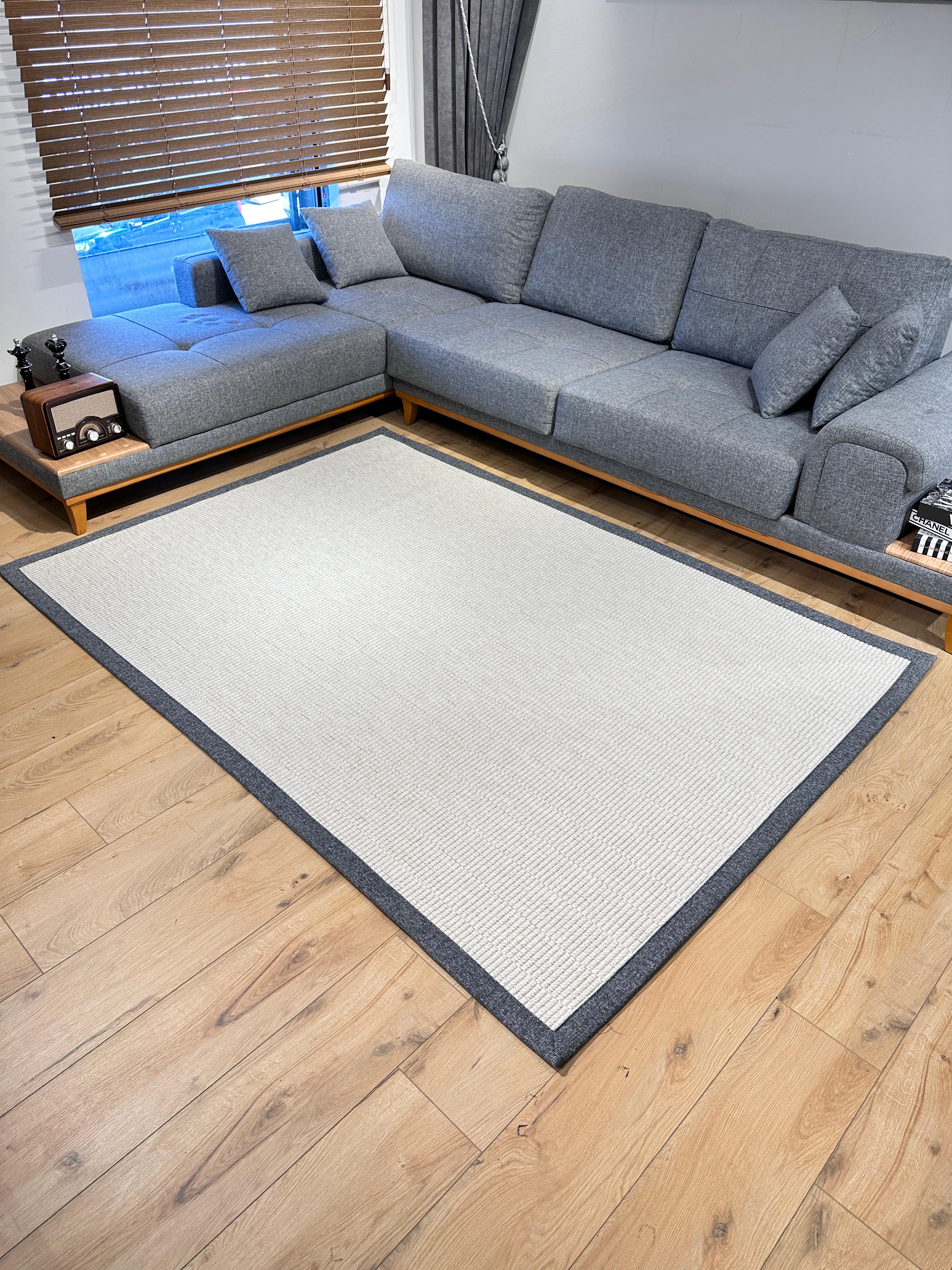 Riva Jüt/Sisal 6005B Krem Keten Bordürlü 