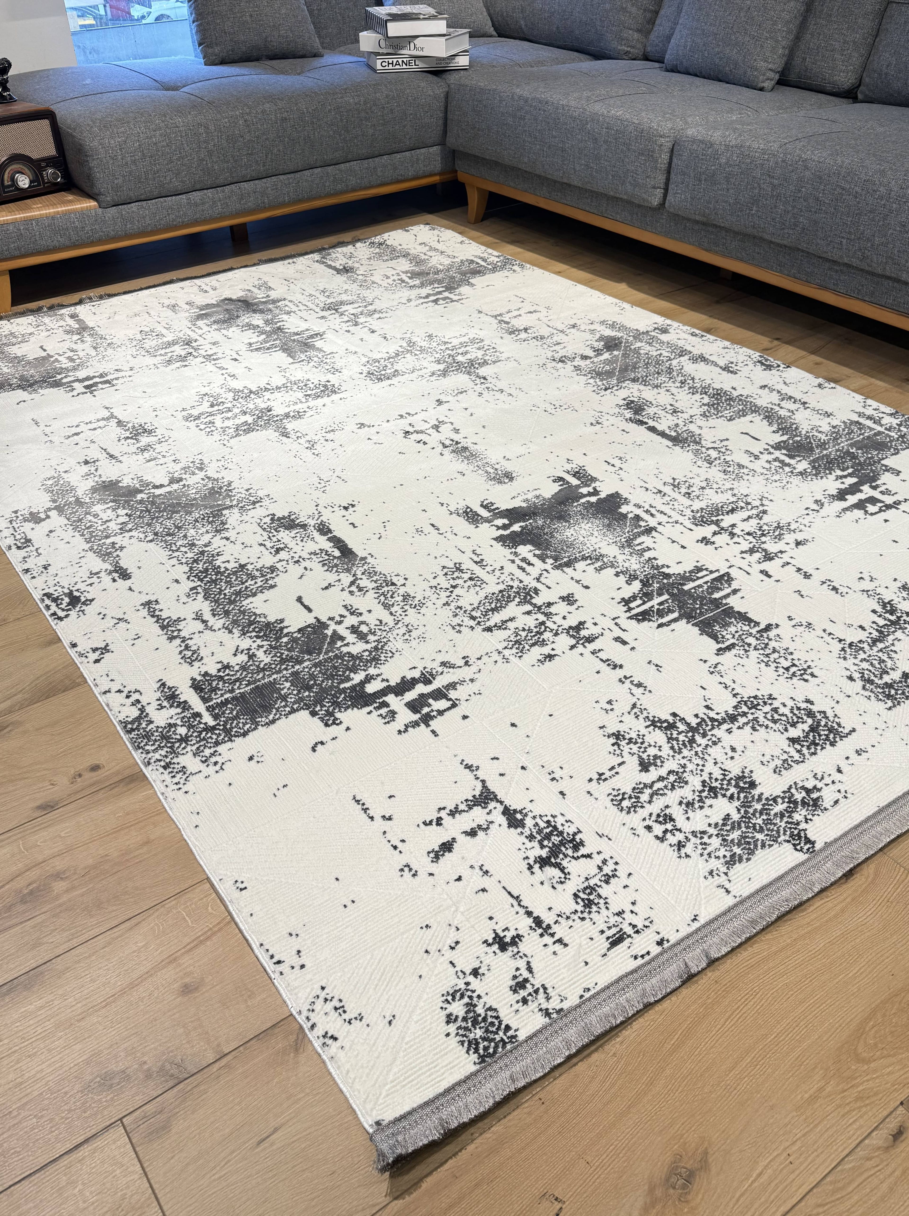 160X230 Kadife Kaymaz Vega Gri