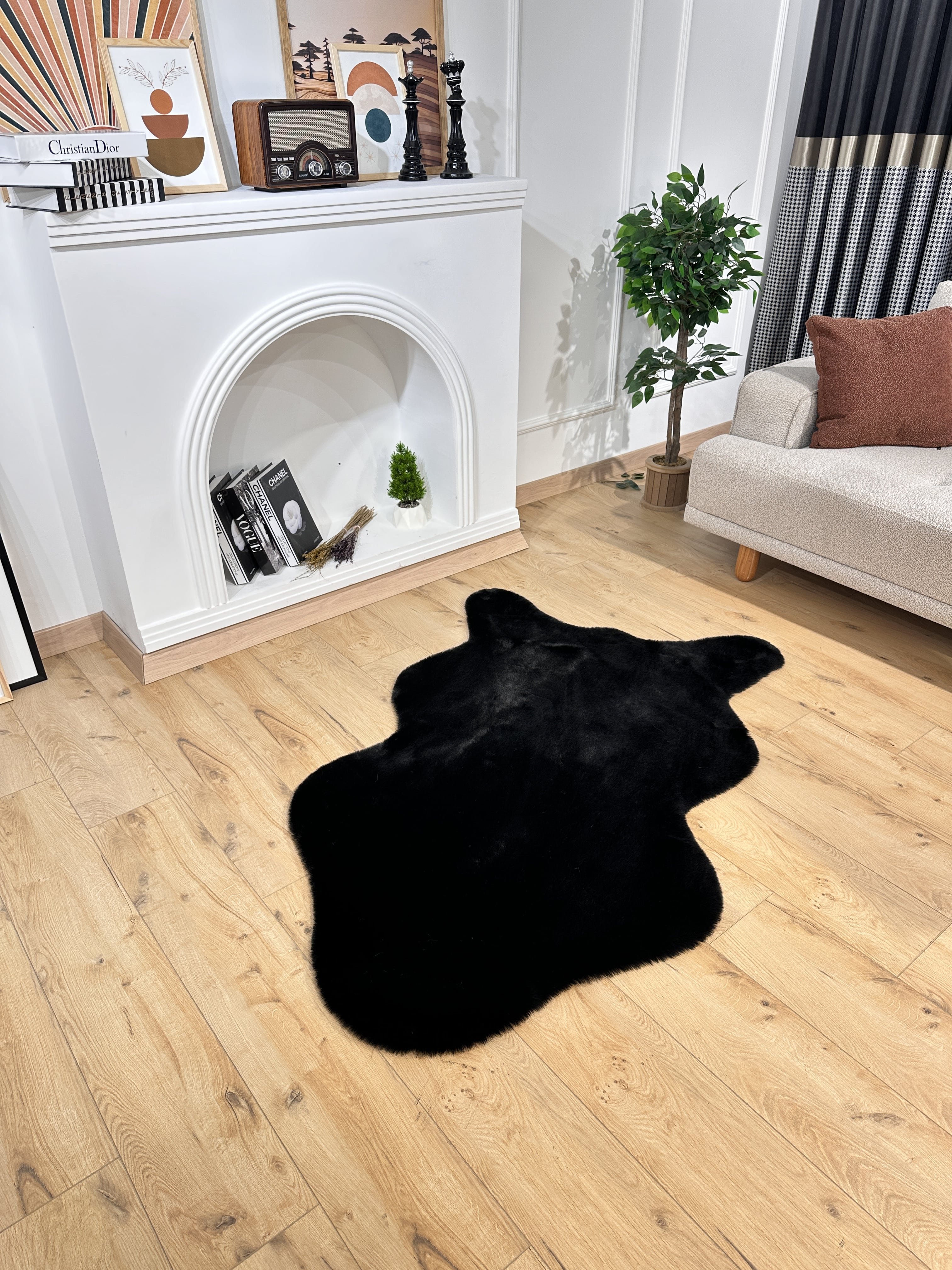 Paşha Home Tavşan Peluş/Post Siyah