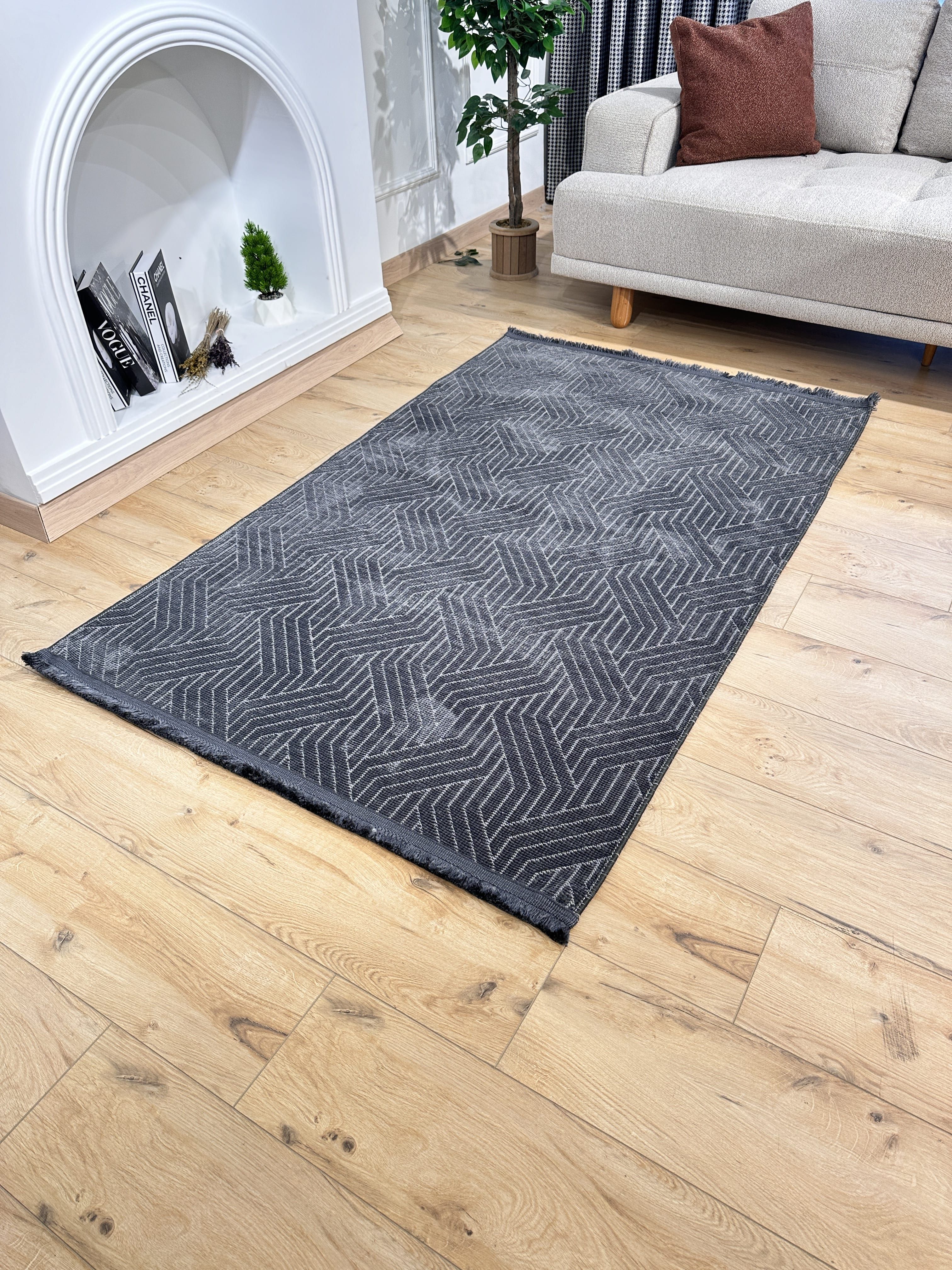 Şönil Kilim Labirent Desen Antrasit