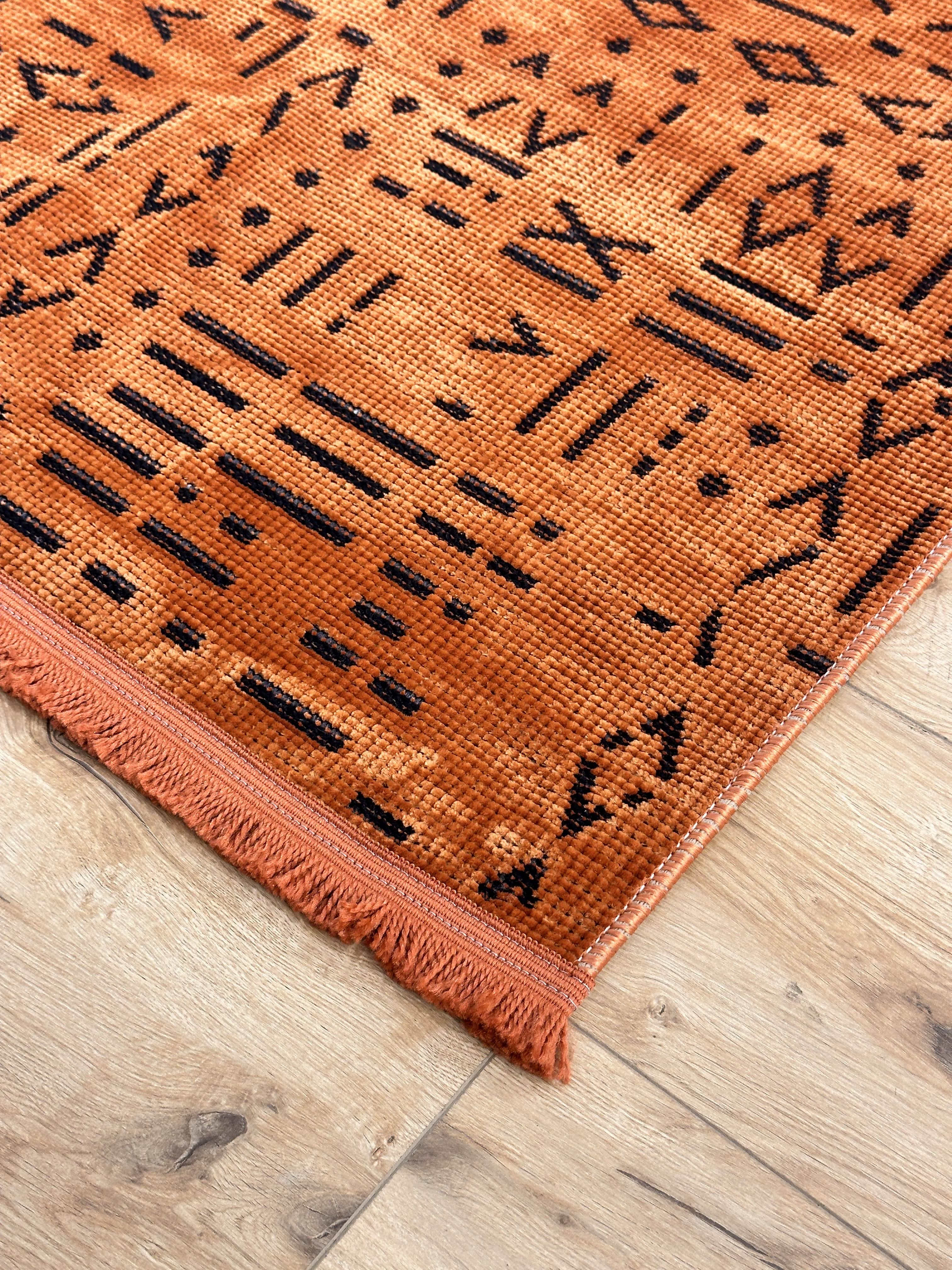 Şönil Kilim Çivi Desen Turuncu