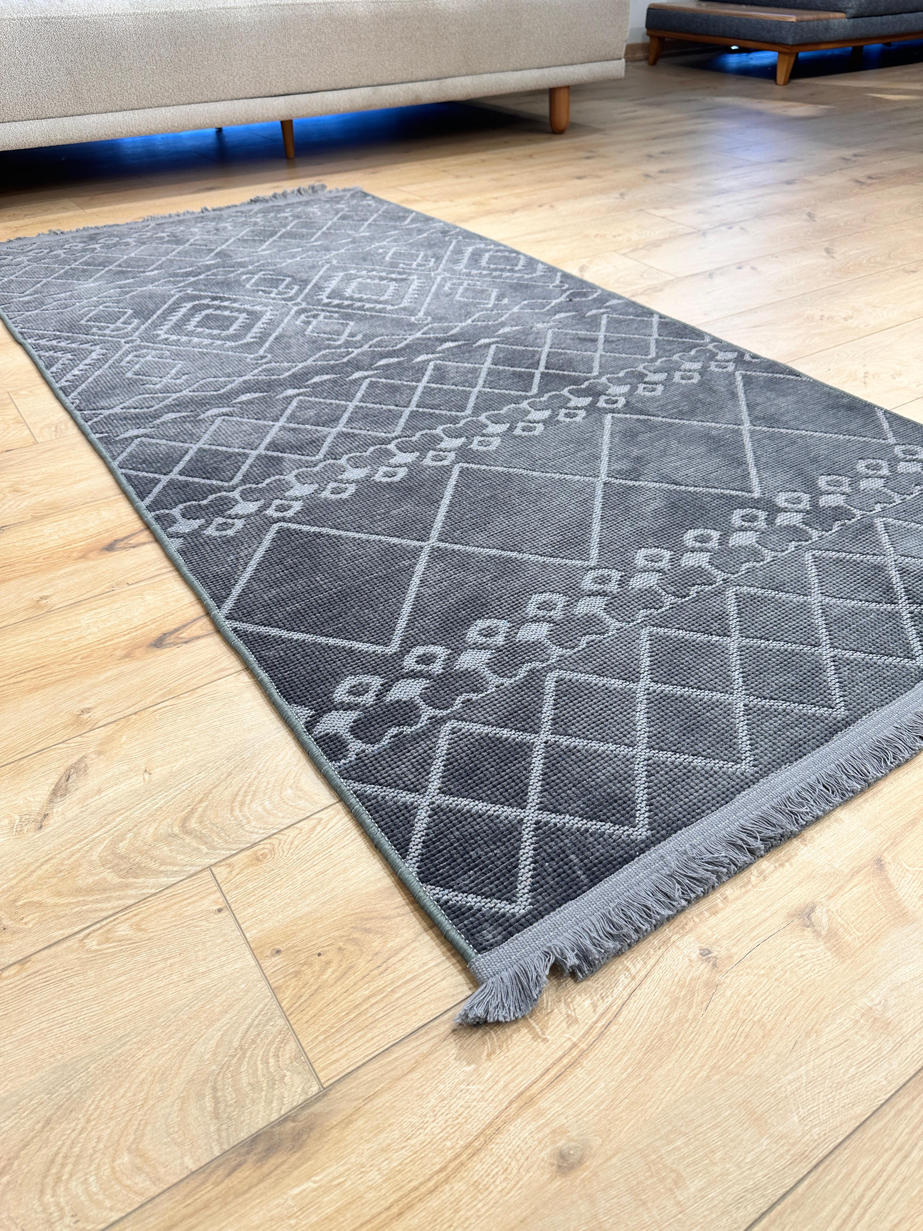 Özel Kesim Şönil Kilim Otantik Antrasit