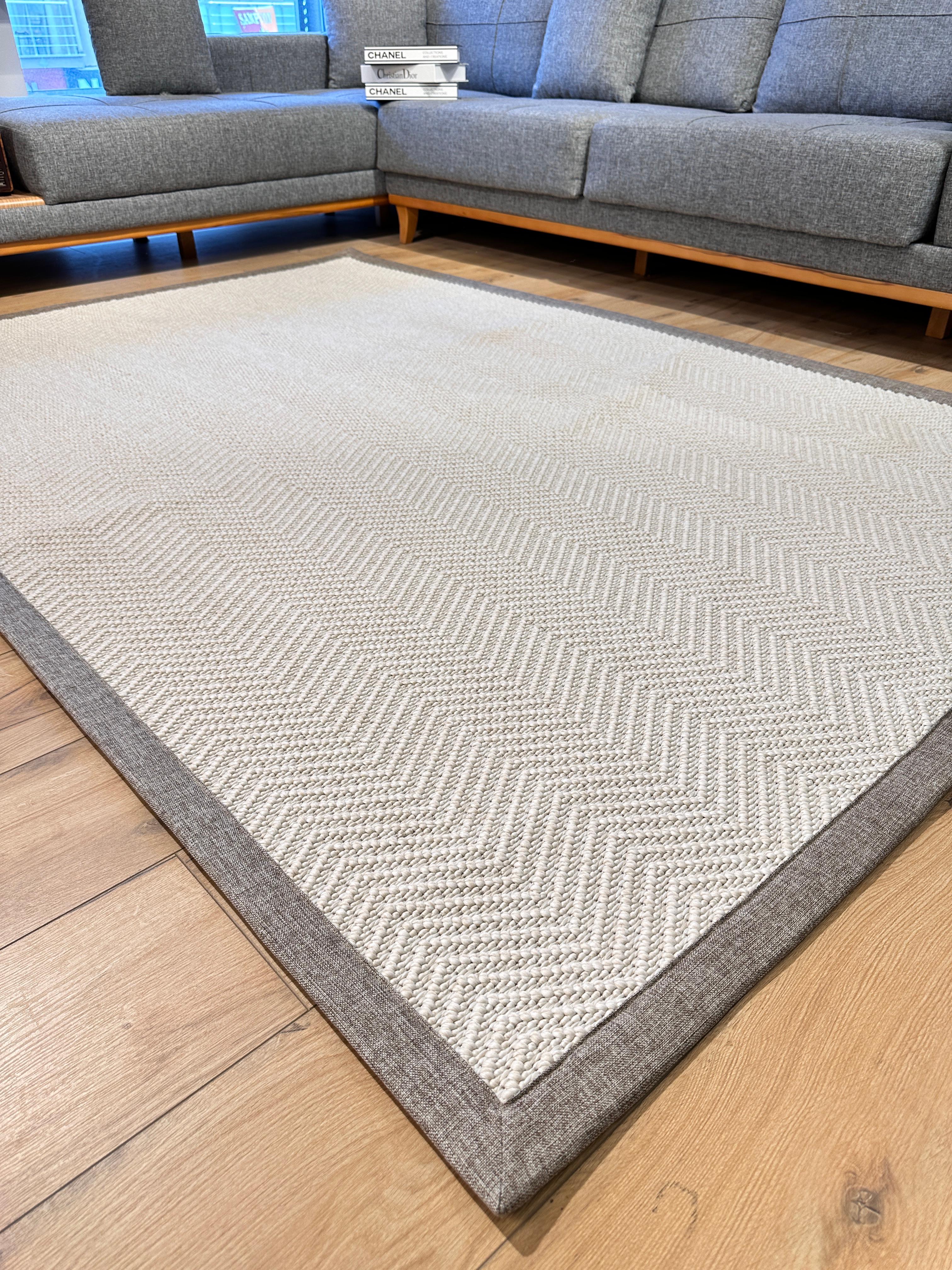 Riva Jüt/Sisal 6001B Krem Keten Bordürlü 