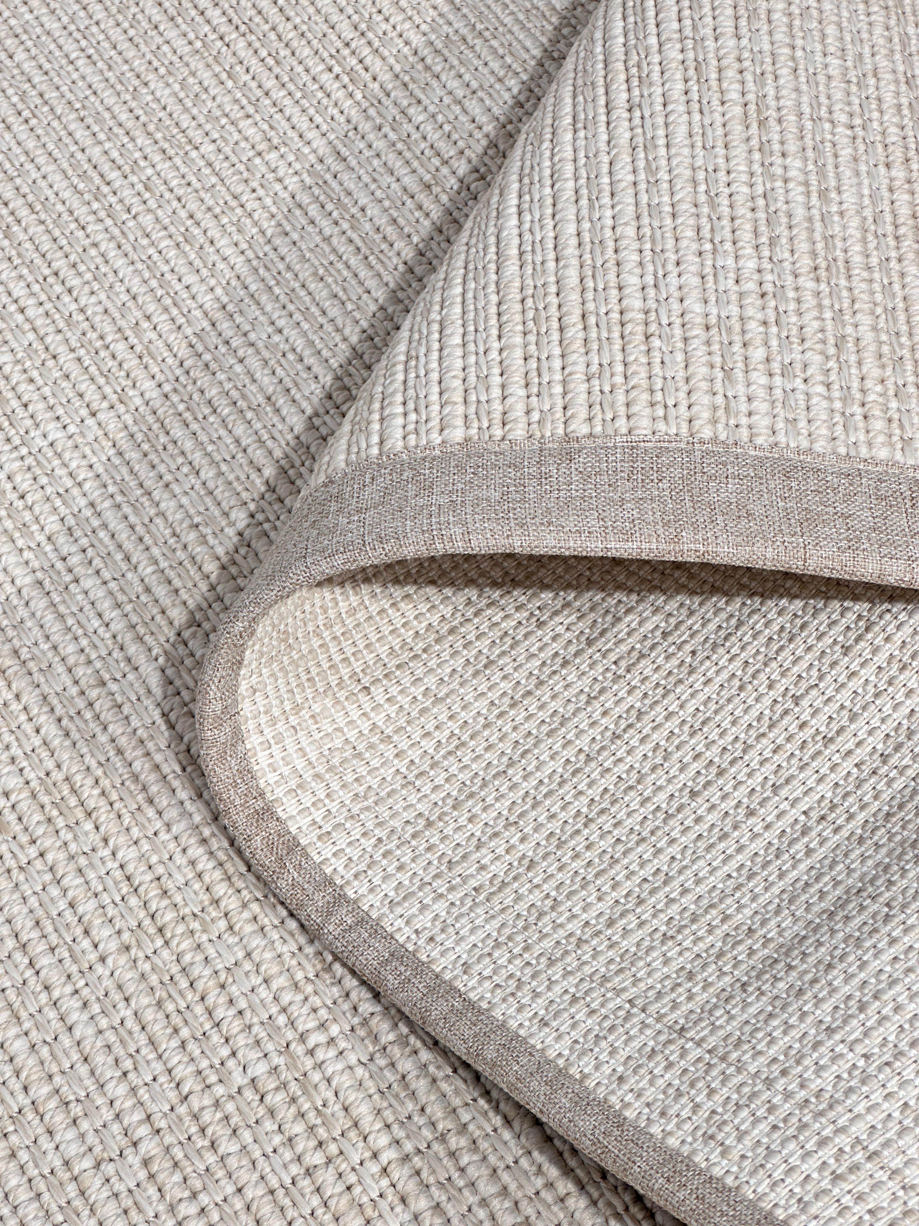 Özel Kesim Riva Jüt/Sisal 6008B Krem Keten Bordürlü 