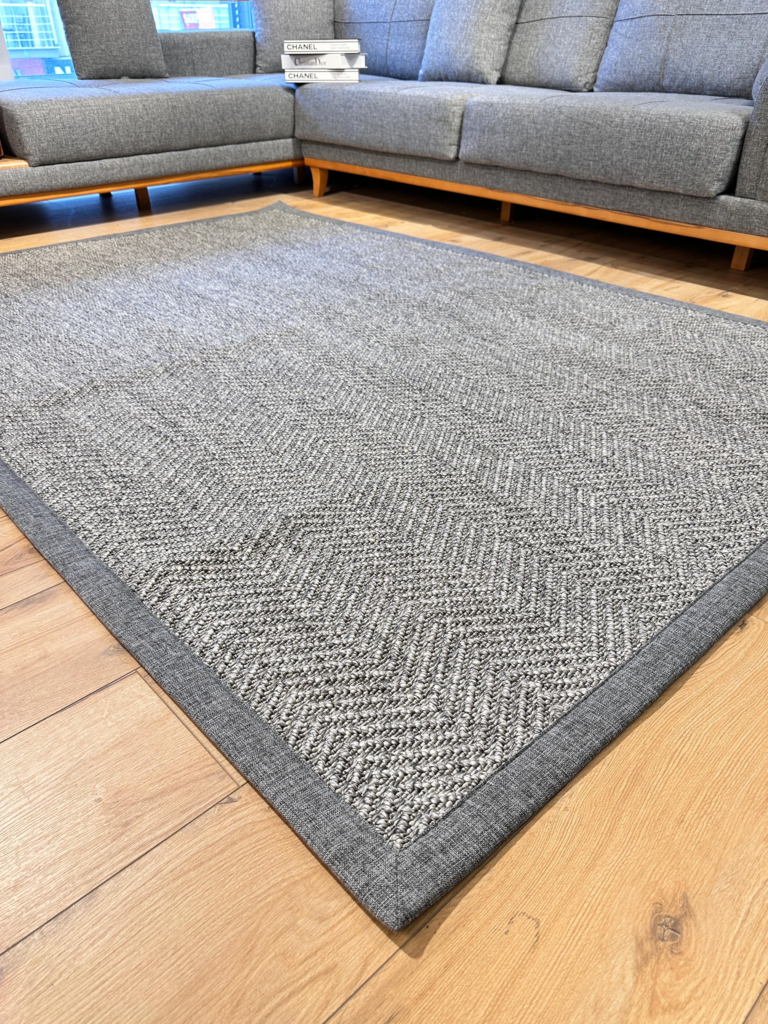 Riva Jüt/Sisal 6002F Antrasit Keten Bordürlü 