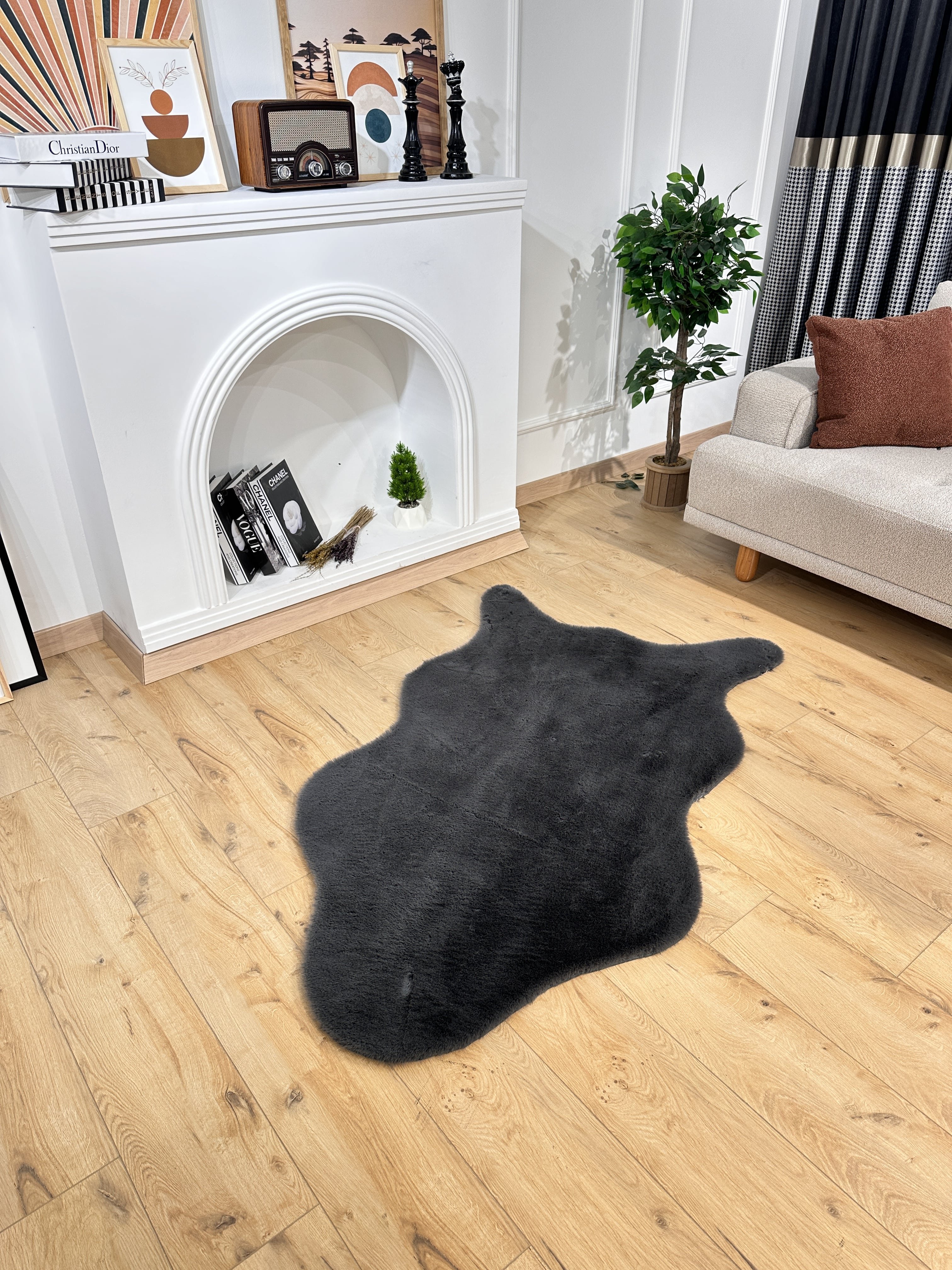 Paşha Home Tavşan Peluş/Post Antrasit