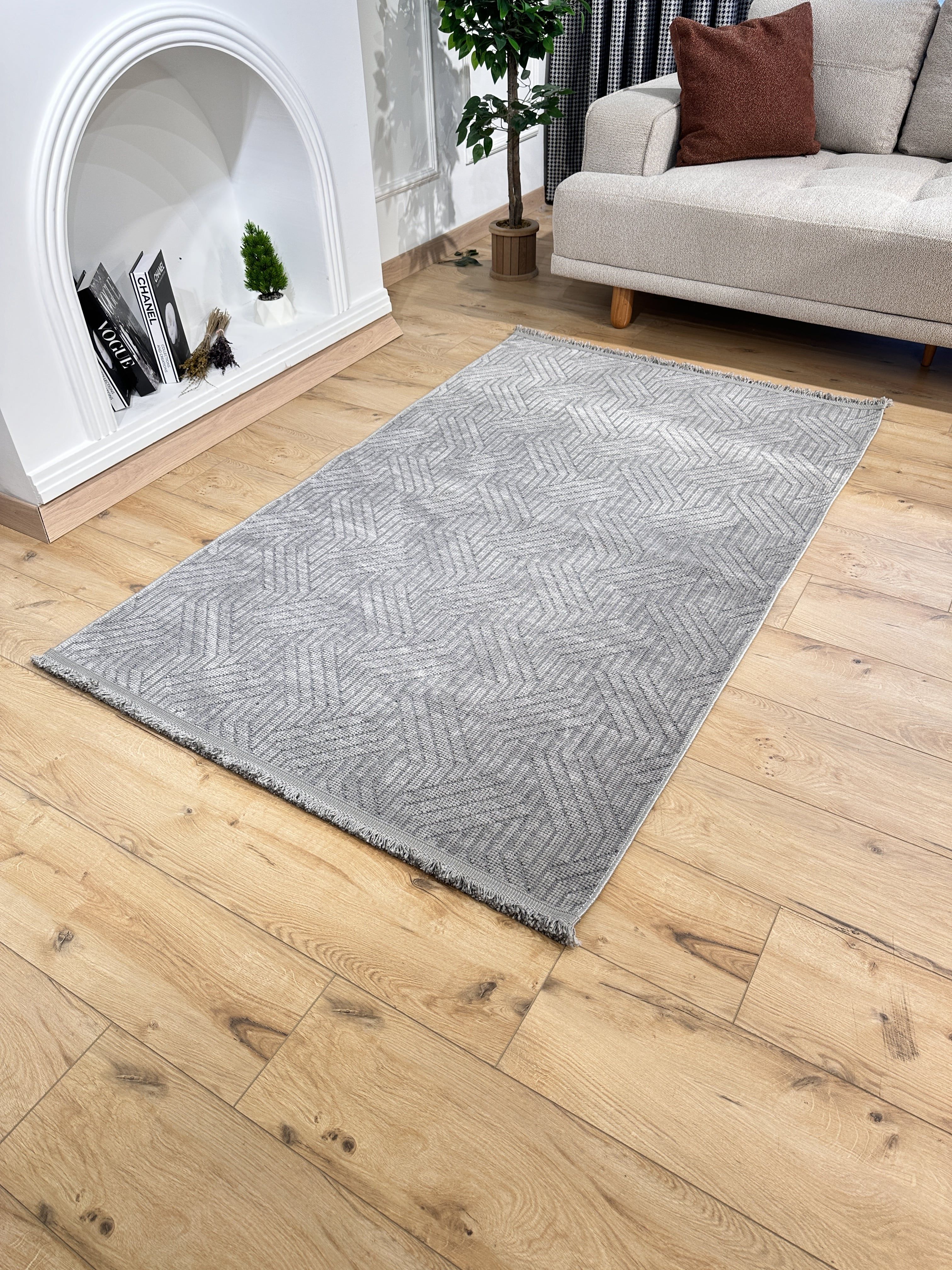 Şönil Kilim Labirent Desen Gri
