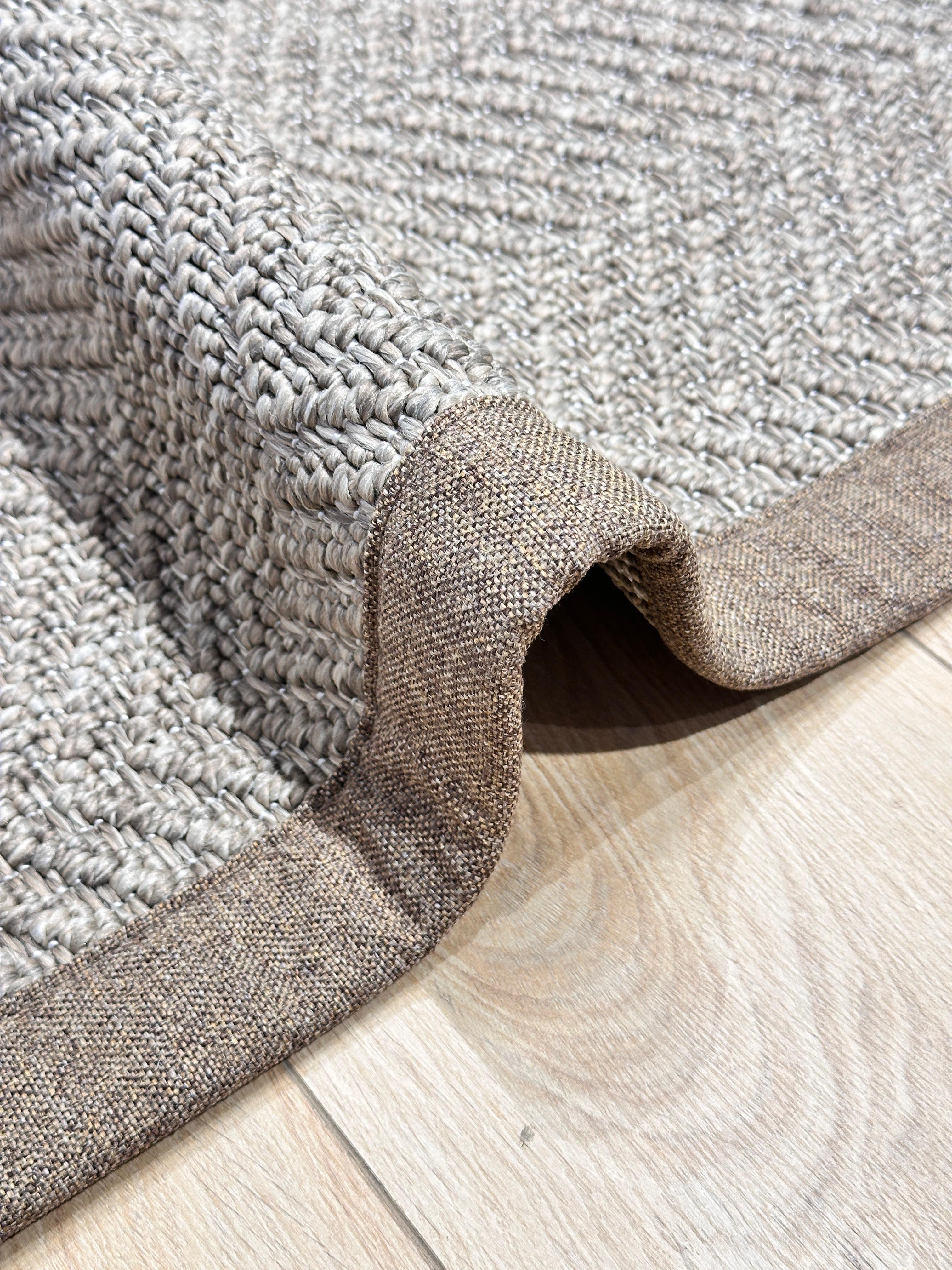 Riva Jüt/Sisal 6003D Kahve Keten Bordürlü 