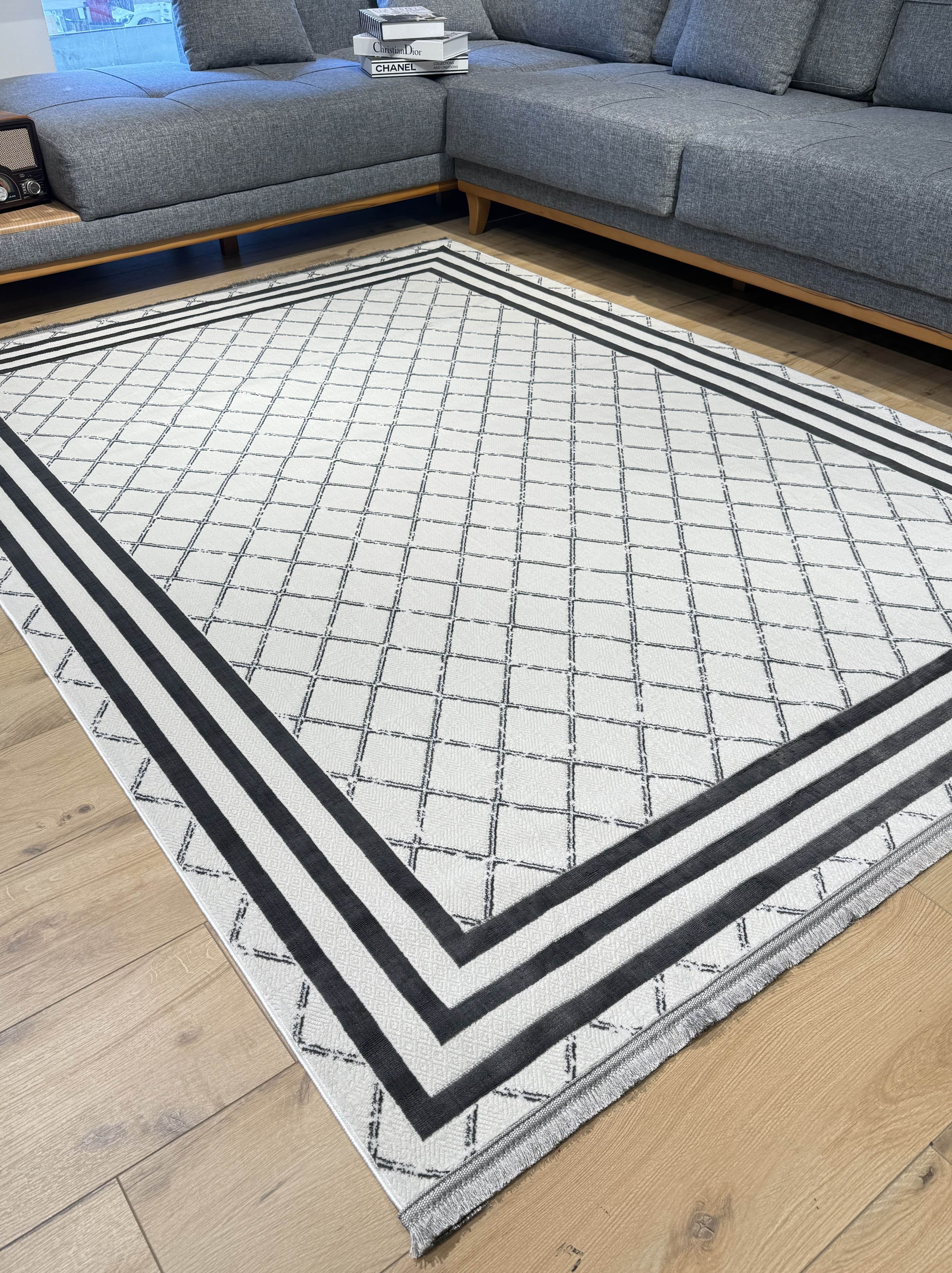 160X230 Kadife Kaymaz Mix Antrasit