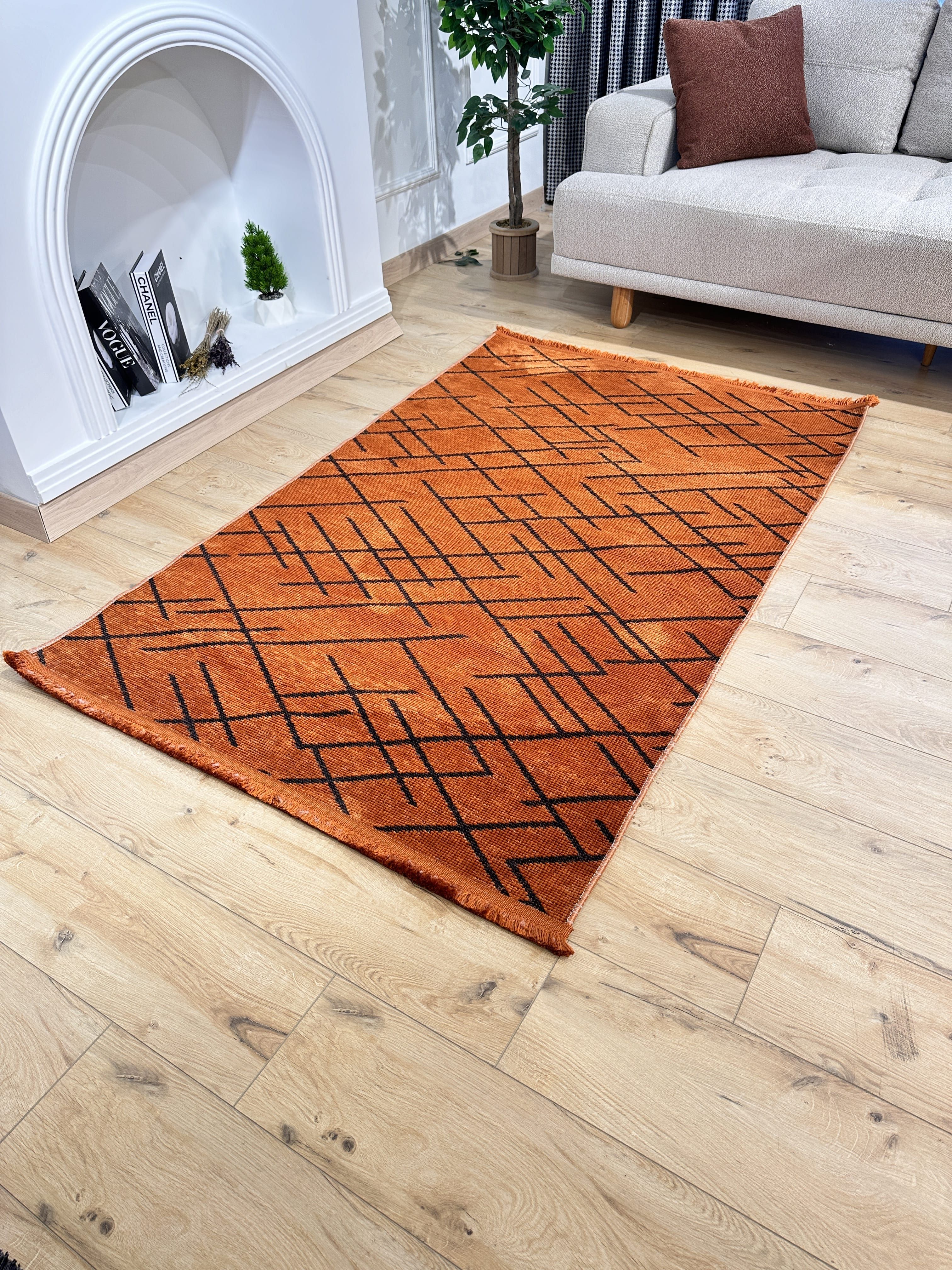 Şönil Kilim Mozaik Desen Turuncu