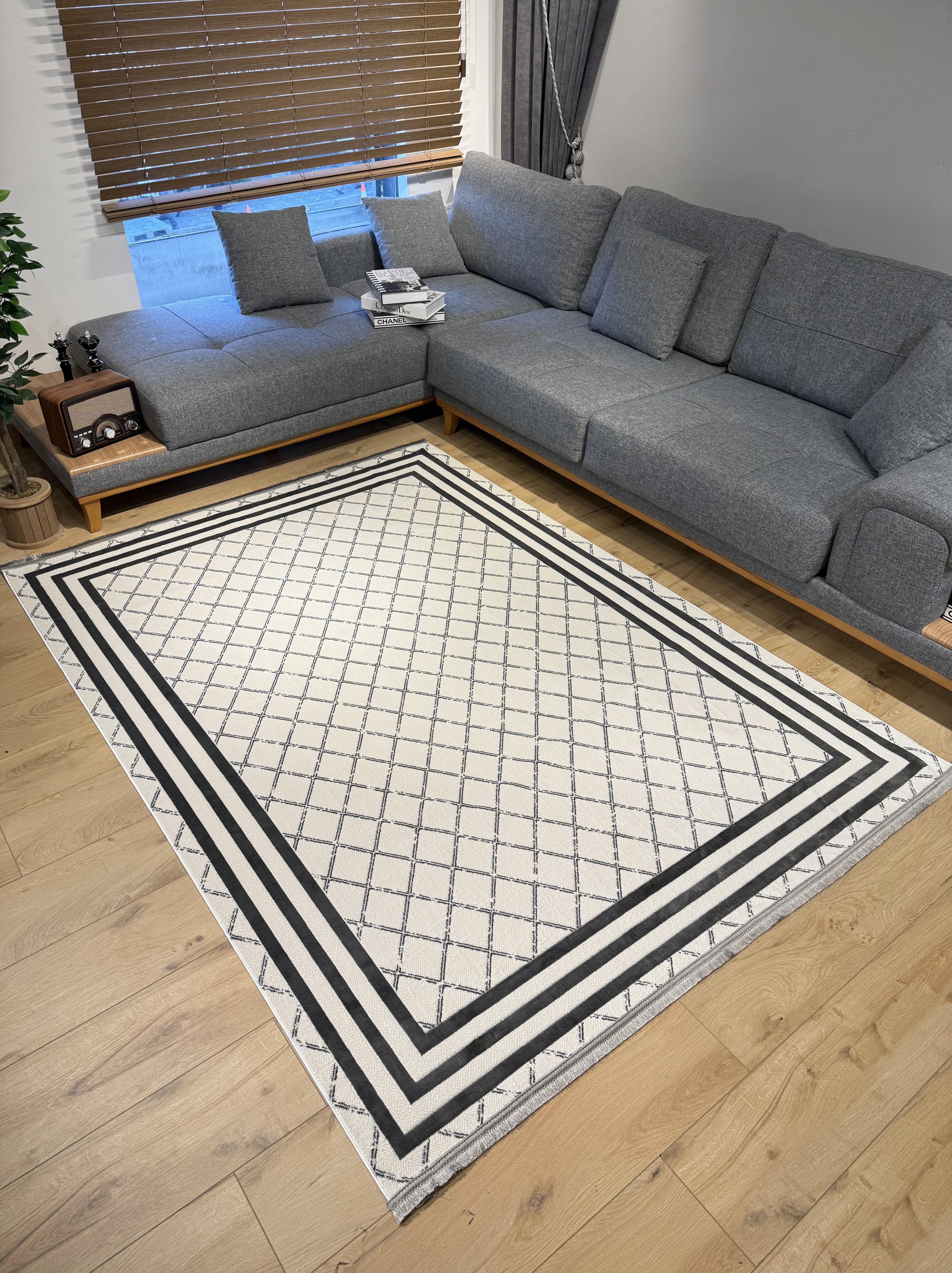 160X230 Kadife Kaymaz Mix Antrasit