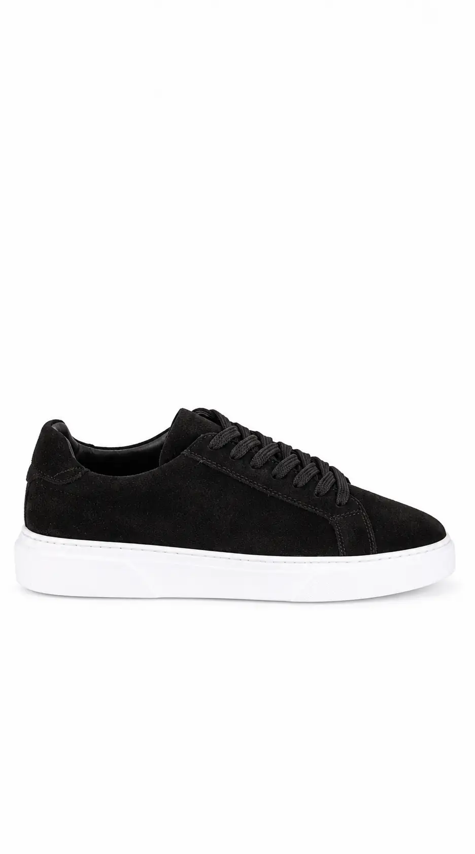 Hakiki Floter Deri Erkek Bağcıklı Sneaker Siyah Süet
