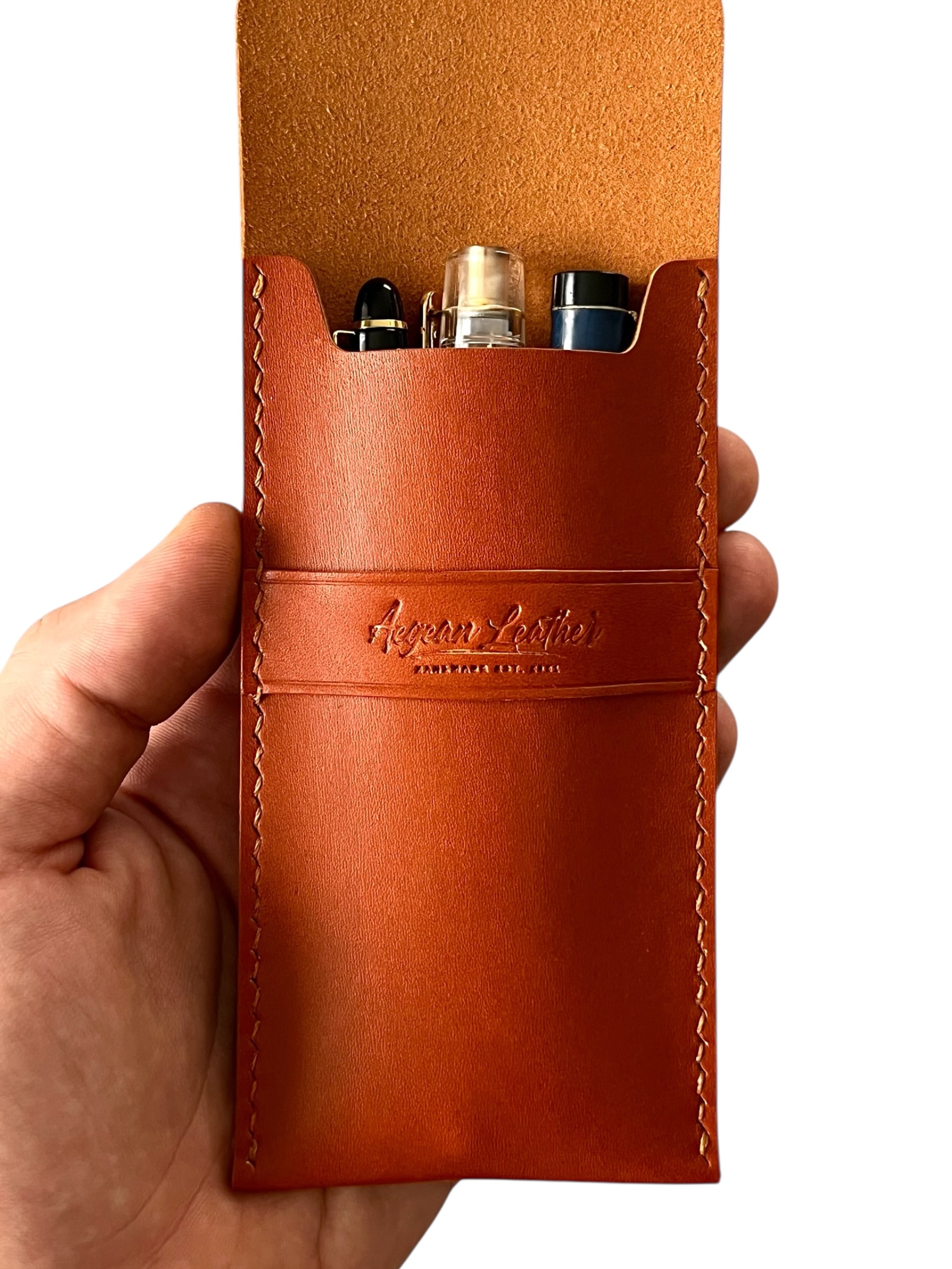 SIGNATURE PEN CASE-COGNAC