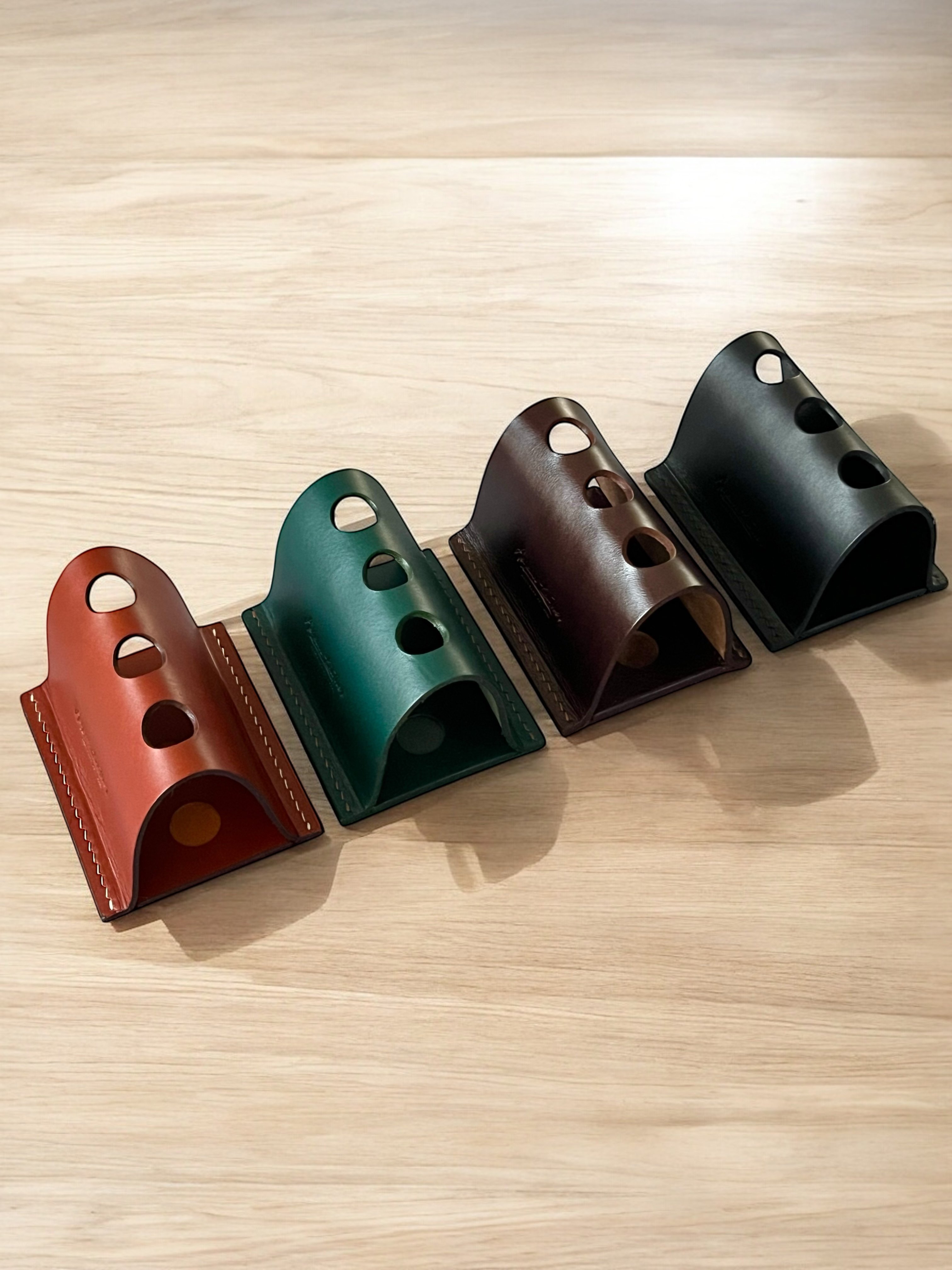 LEATHER PEN HOLDER FOR THREE PENS-BROWN